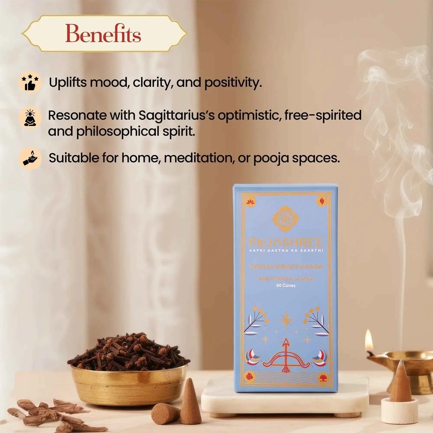 Sagittarius Zodiac Dhoop Cones 50 pcs - Clove