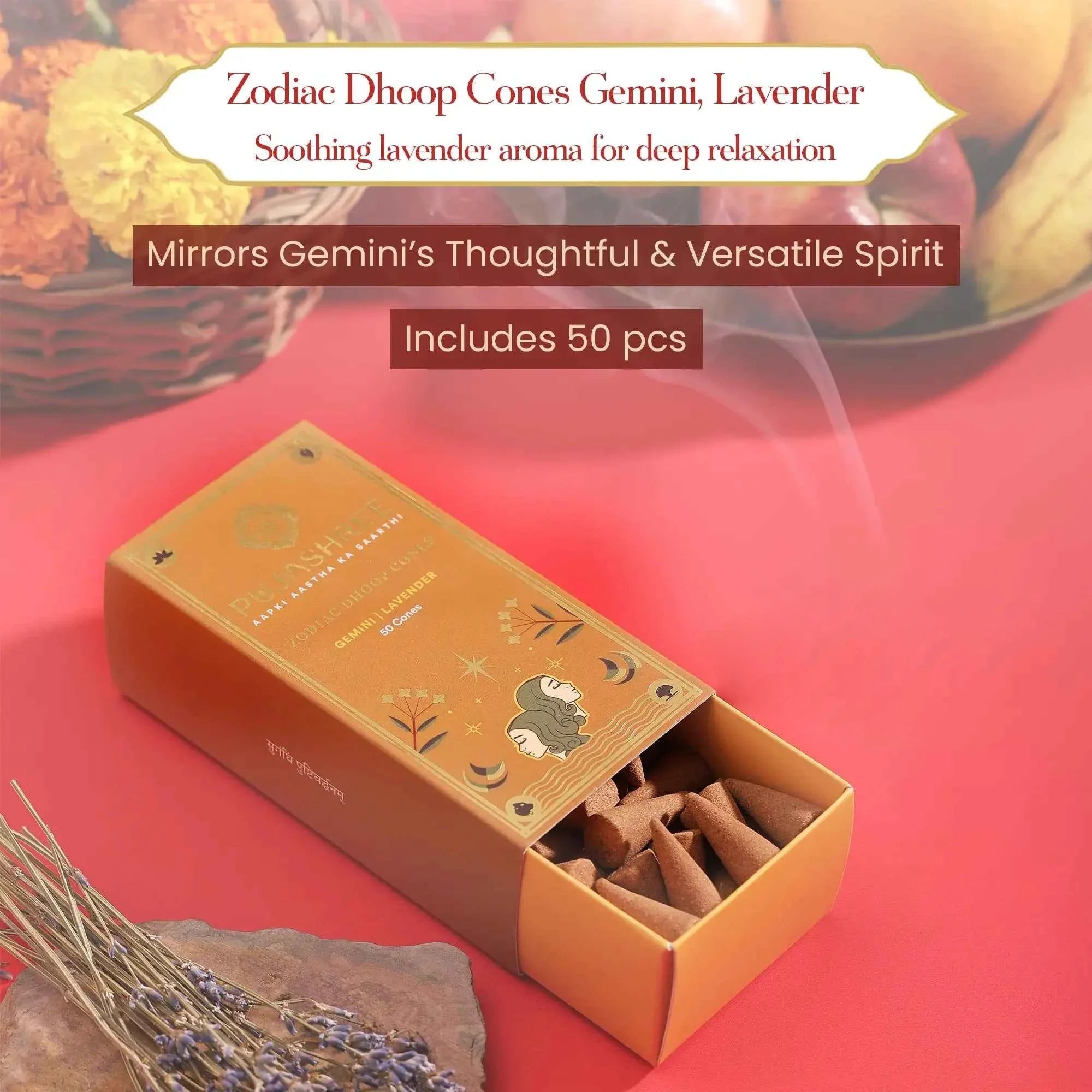 Gemini Zodiac Dhoop Cones 50 pcs - Lavender
