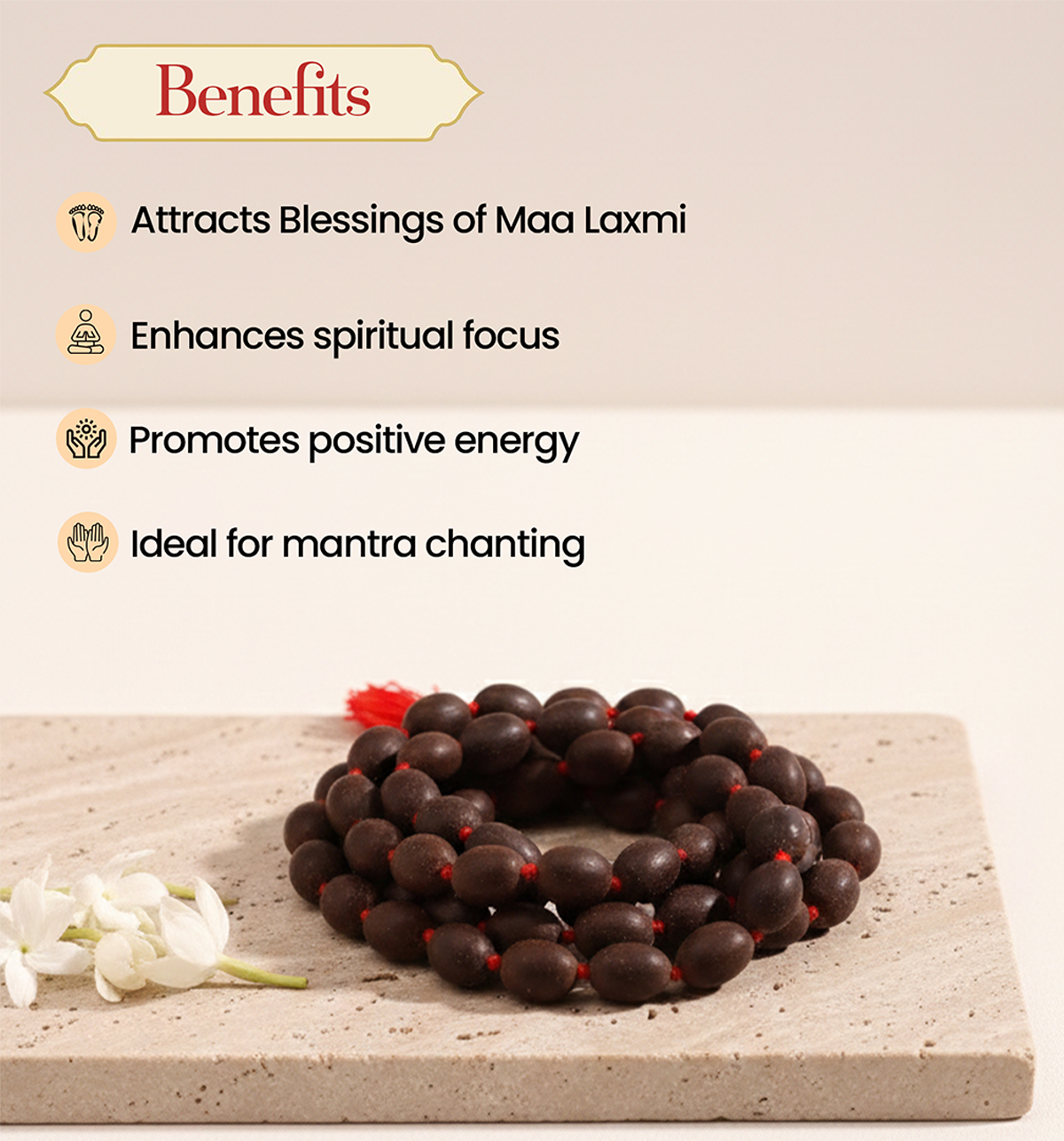Pujashree Kamalgatta Mala | 108+1 Lotus Seed Beads for Jap