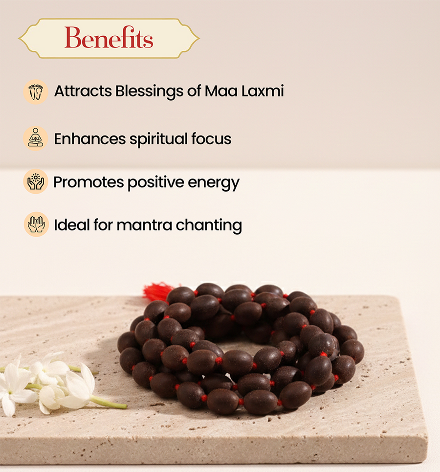Pujashree Kamalgatta Mala | 108+1 Lotus Seed Beads for Jap