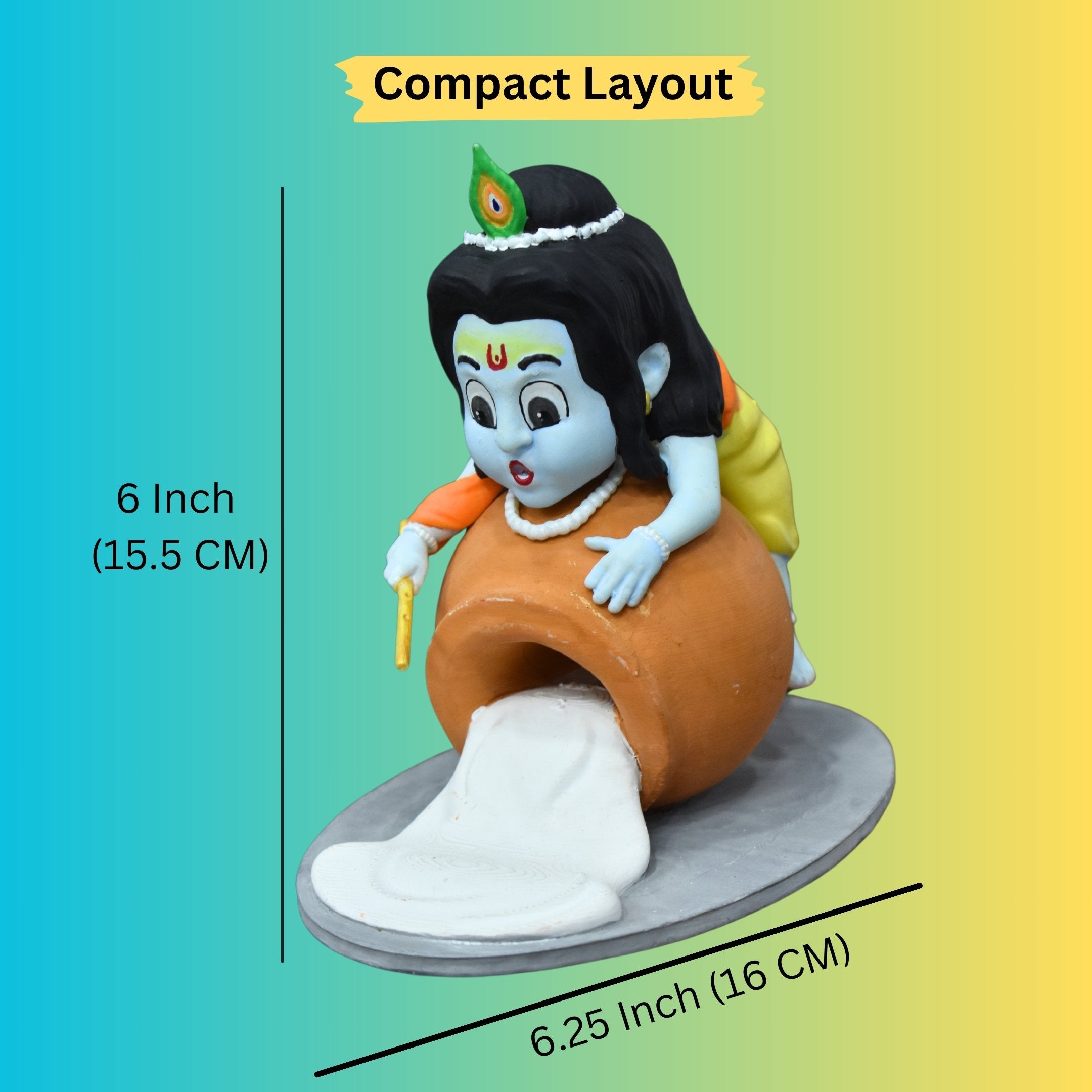 Child Krishna Makhan Chor figurine display view