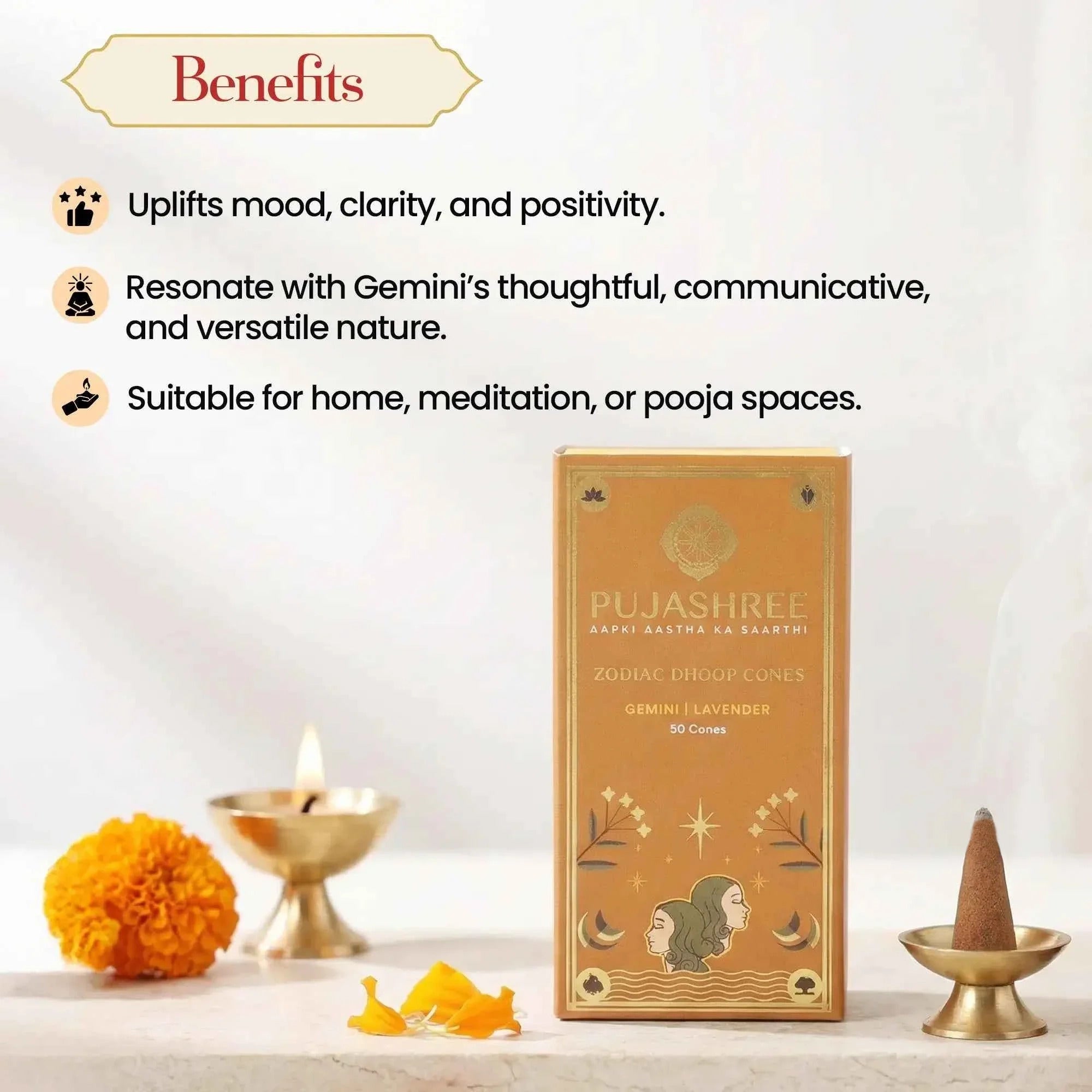 Gemini Zodiac Dhoop Cones 50 pcs - Lavender