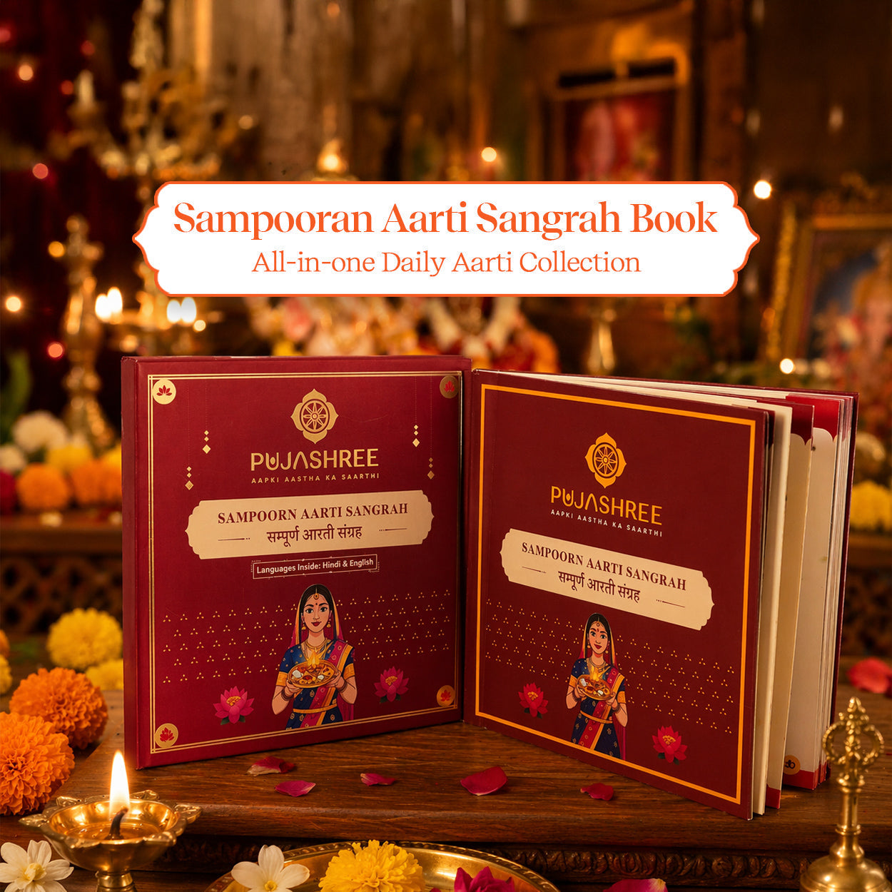 Sampoorn Aarti Sangrah Book | Complete Aarti Collection in Hindi & English by Pujashree | Sanatana Journey