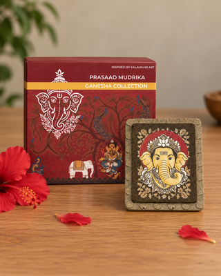 Pushpam Gajanana Prasaad Mudrika | Ganesha Artwork with Stand
