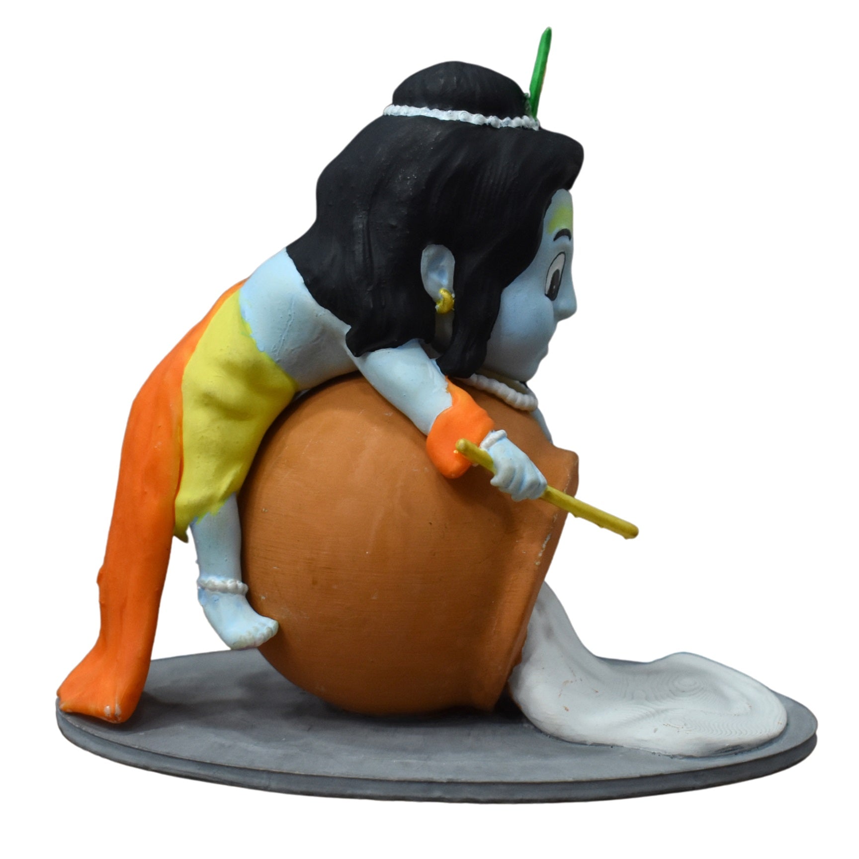 Detailed Child Krishna figurine with makhan matki