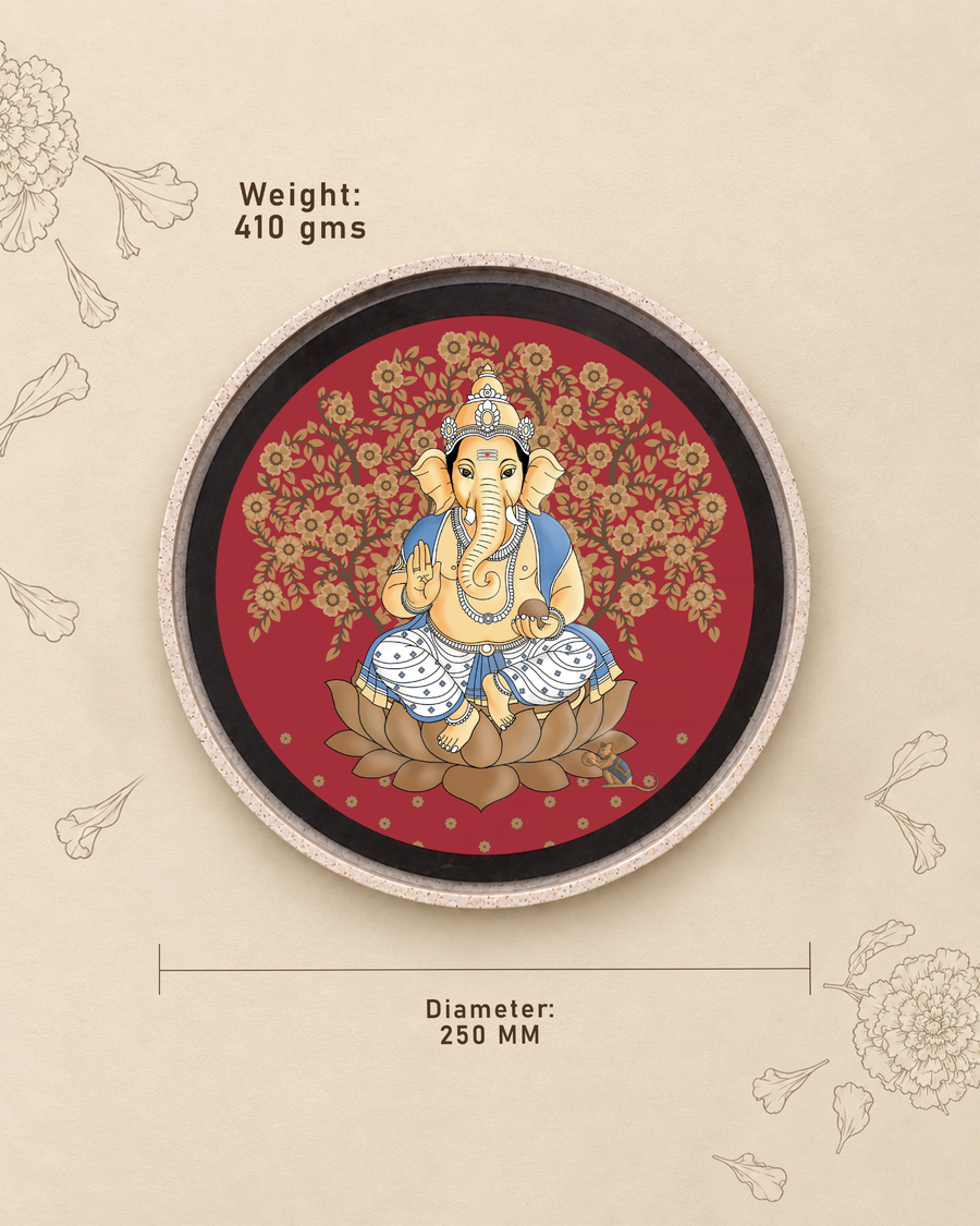 Pushpam Ganesha Blessing Decorative Wall Plate - handcrafted Pushpam product