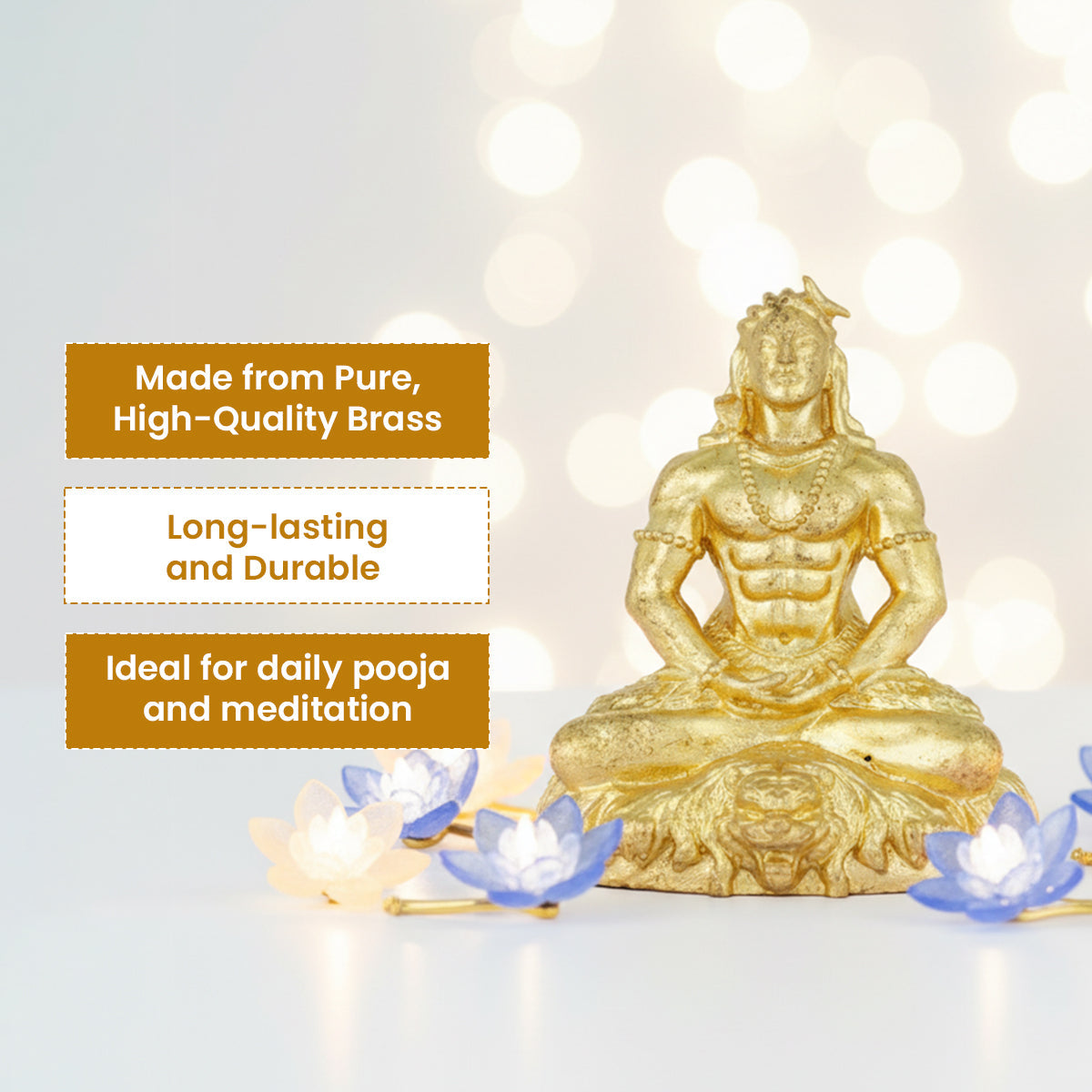 Adiyogi Shivji Brass Idol – A Symbol of Spiritual Awakeness and Stillness by Pujashree | Sanatana Journey