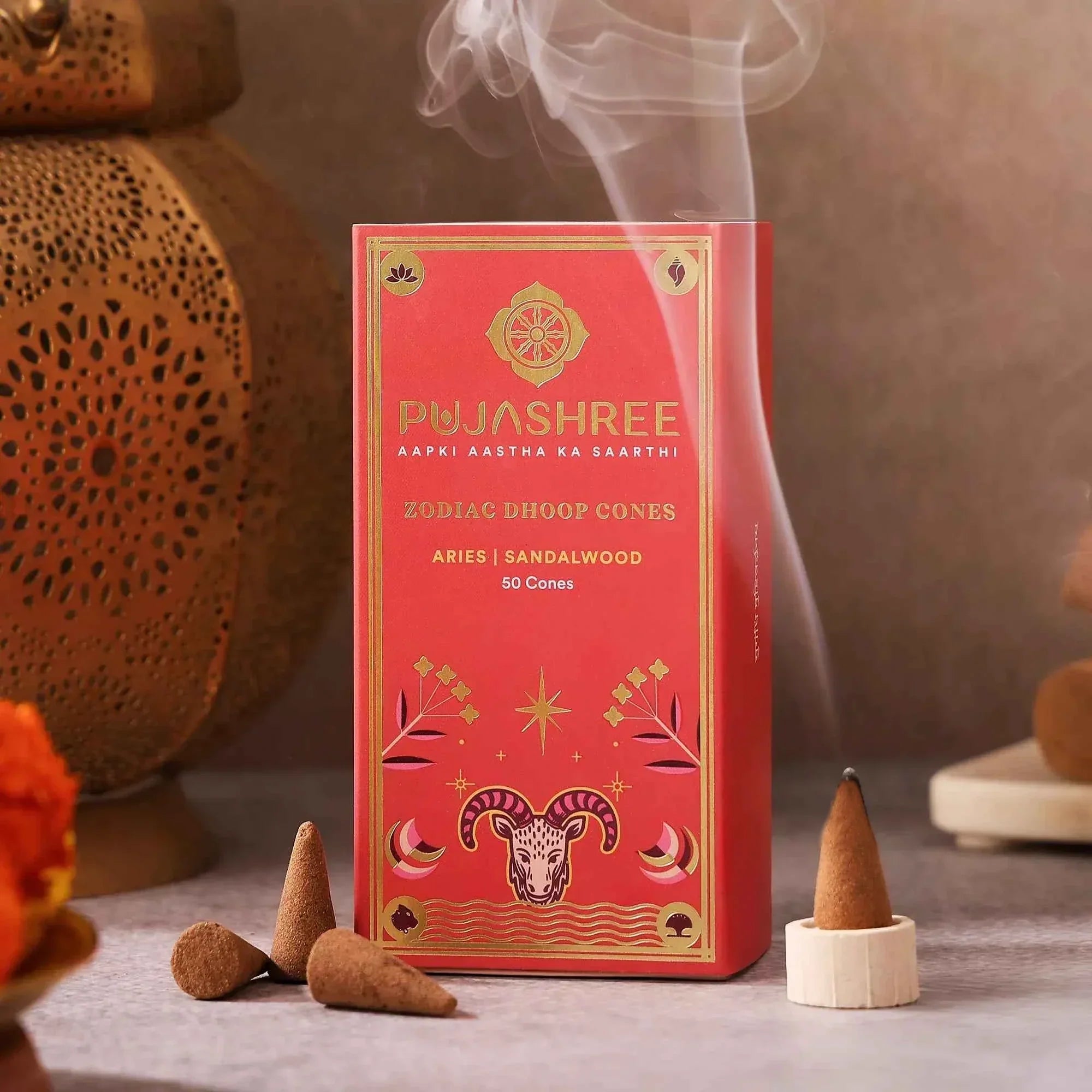Aries Zodiac Dhoop Cones 50 pcs - Sandalwood