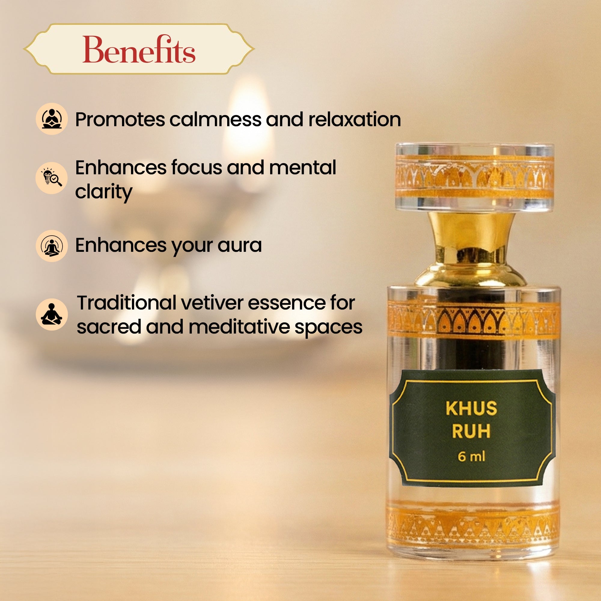 Ruh Itra Khus 6 ml – Pure, Grounding Vetiver Essence by Pujashree | Sanatana Journey