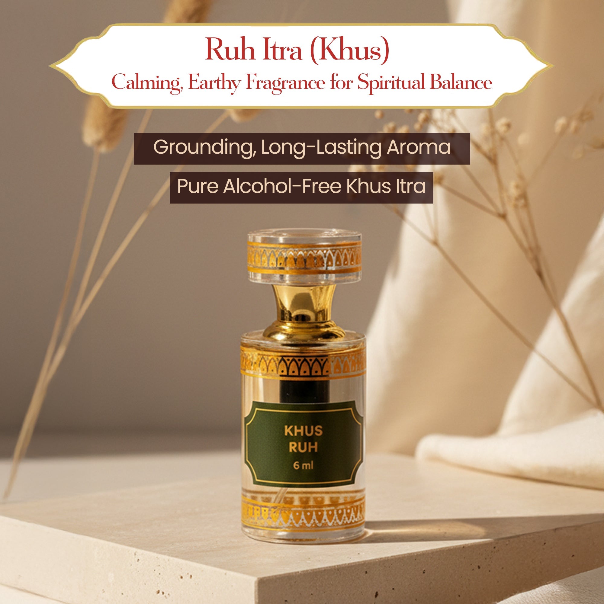 Ruh Itra Khus 6 ml – Pure, Grounding Vetiver Essence by Pujashree | Sanatana Journey