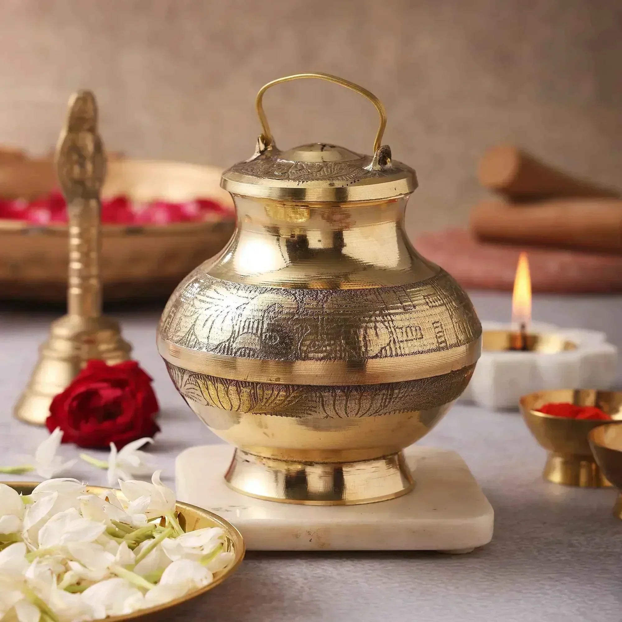 Pure Brass Gangajali Lota – Sacred Water Vessel for Worship & Rituals by Pujashree | Sanatana Journey