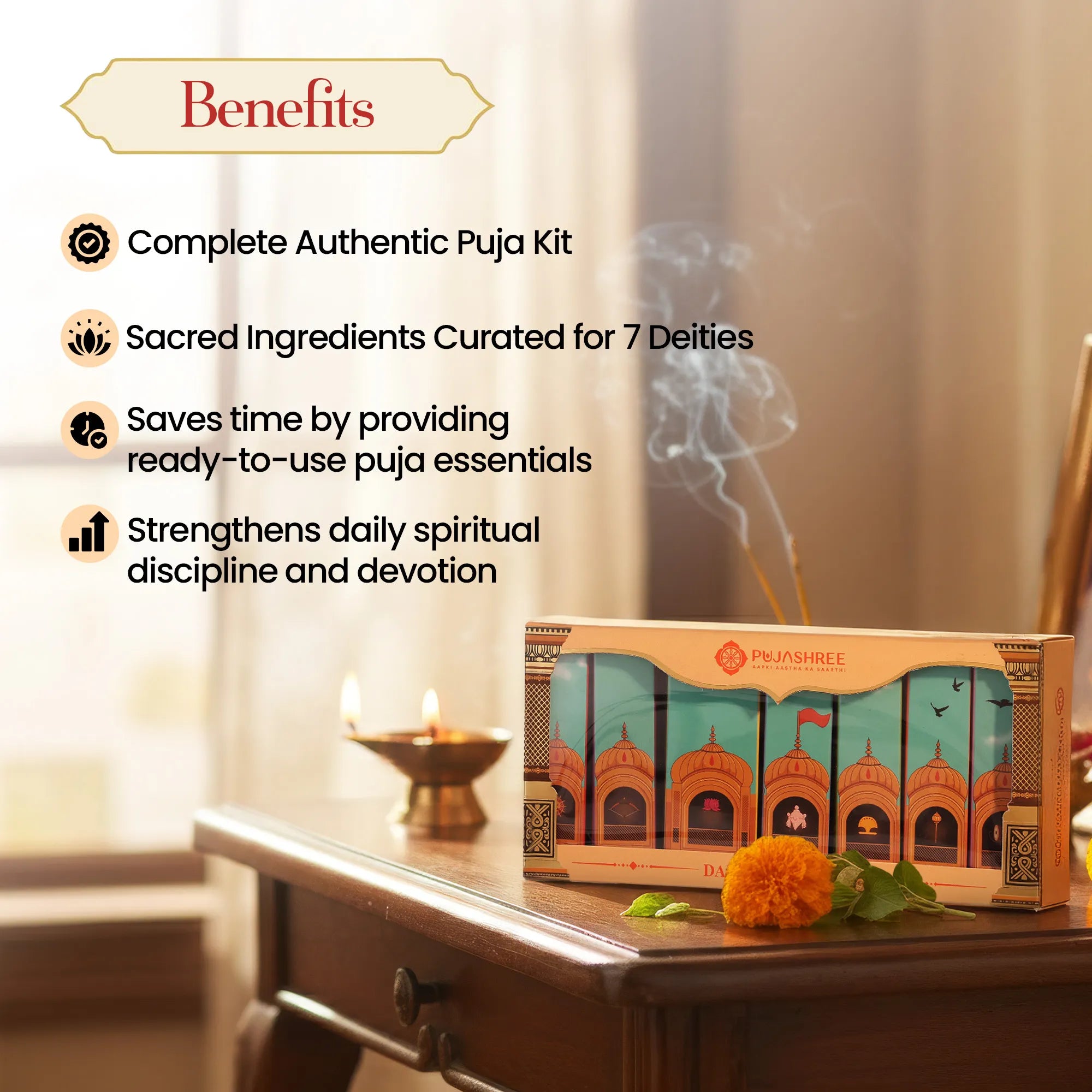 Dainik Puja Kit - Complete 7-Day Pooja Samagri for Each Day's Deity for Home or Travel