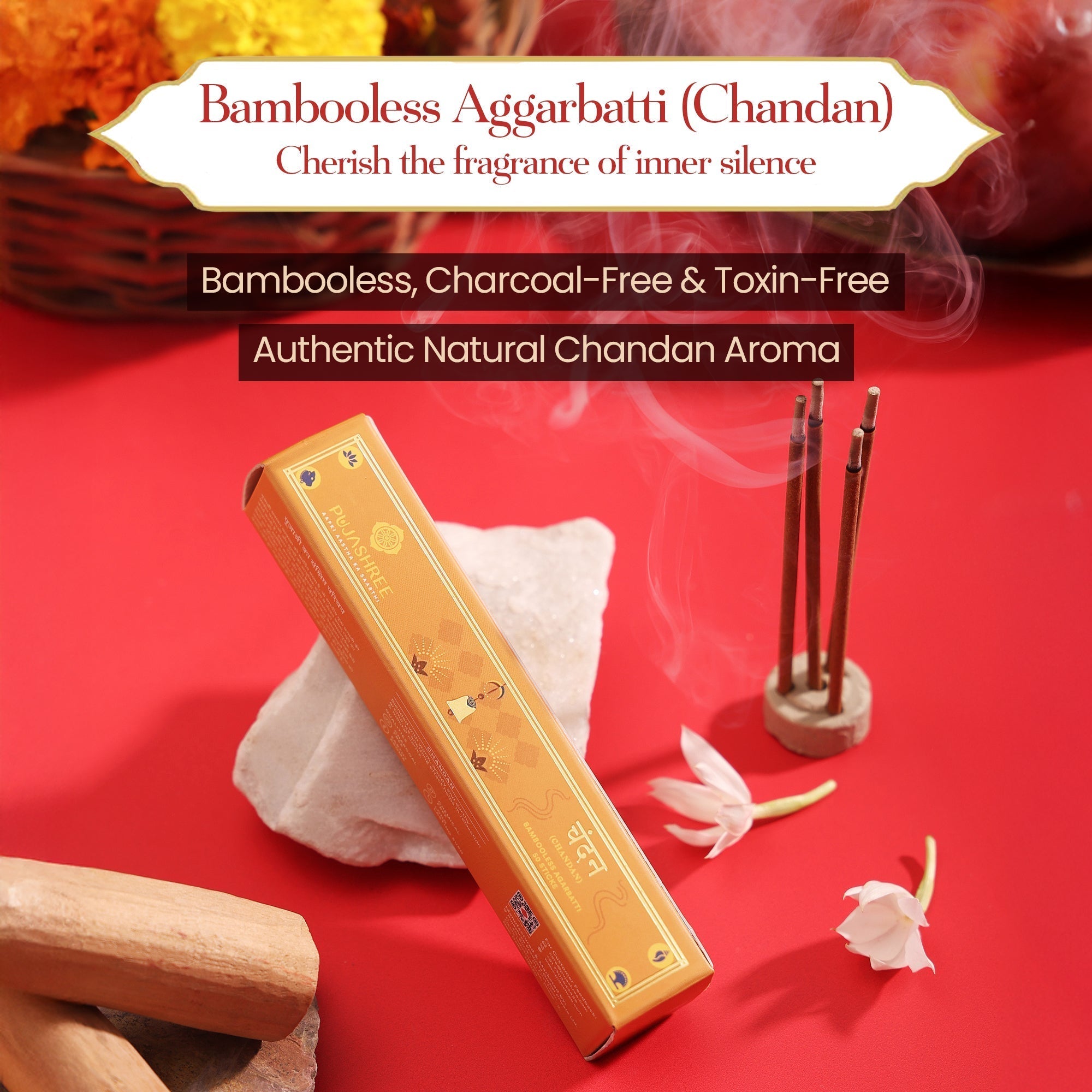 Chandan Bambooless Agarbatti - Sacred Sandalwood Aroma for Divine Connection & Inner Peace