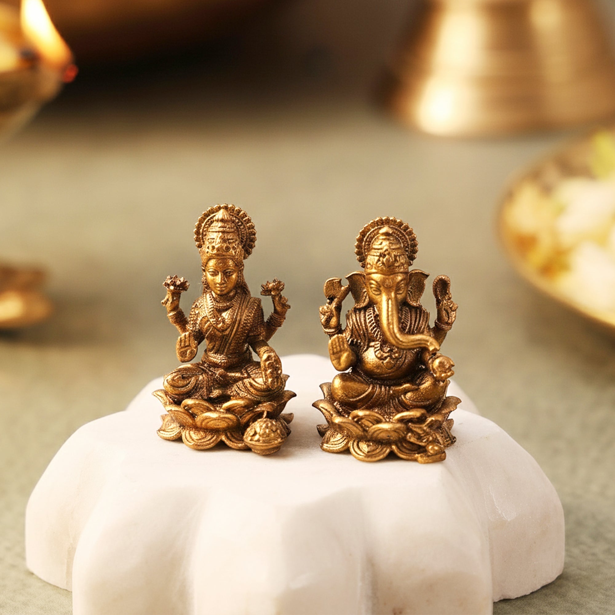 Laxmi Ganesh on Lotus Idol - Bring Home Divine Murti for Wealth