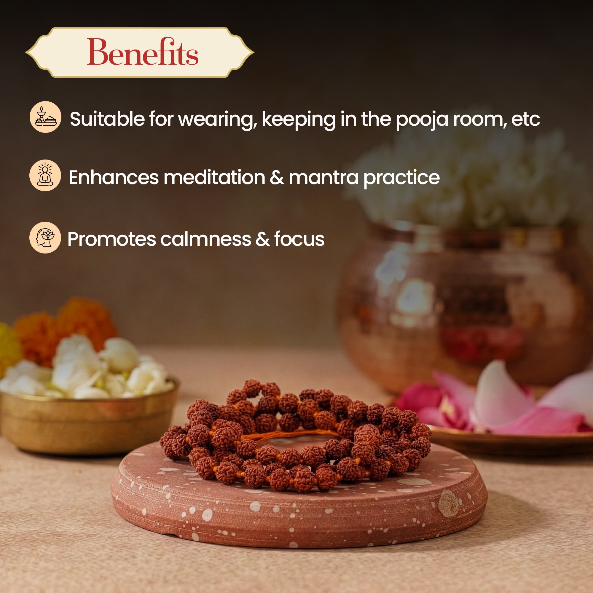 Panchmukhi Rudraksha Mala Small (8 MM)- For Deep Meditation & Spiritual Power