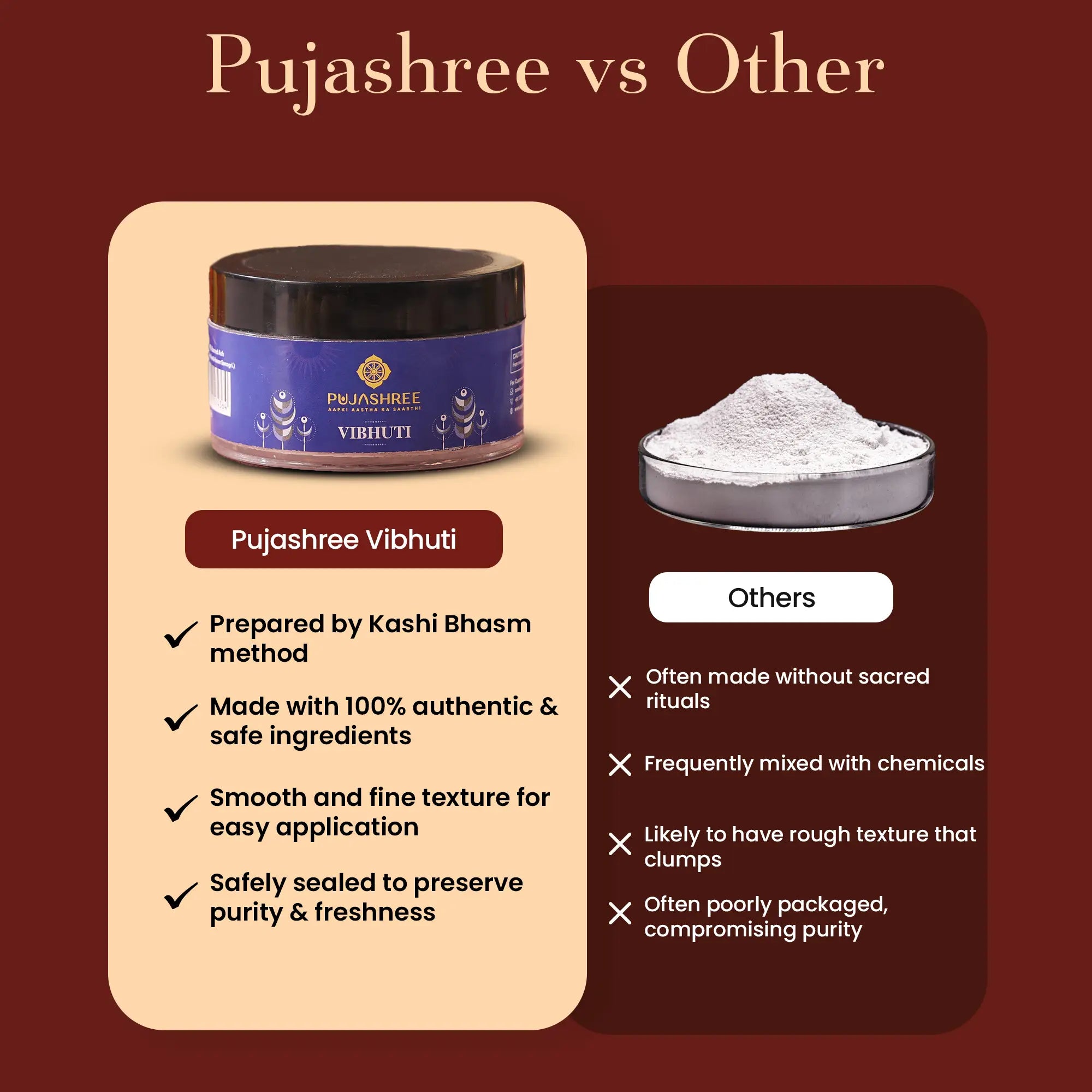 Pujashree Vibhuti 50 g (Sacred Ash/Bhasm) - for Pooja, Forehead & Spiritual Protection