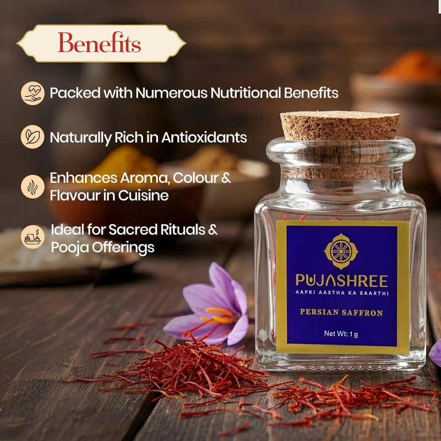 Persian Saffron (1 g) – Premium Aroma, Purity & Ayurvedic Goodness by Pujashree | Sanatana Journey