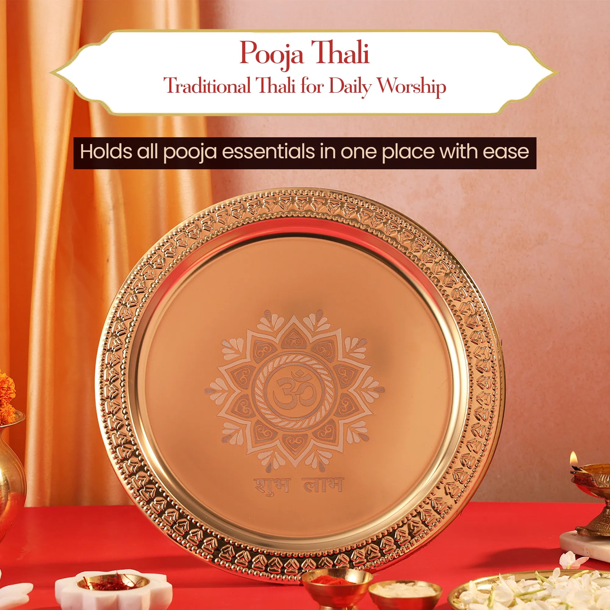 Puja Thali 12 Inches | Large Traditional Puja Plate for Home & Temple by Pujashree | Sanatana Journey