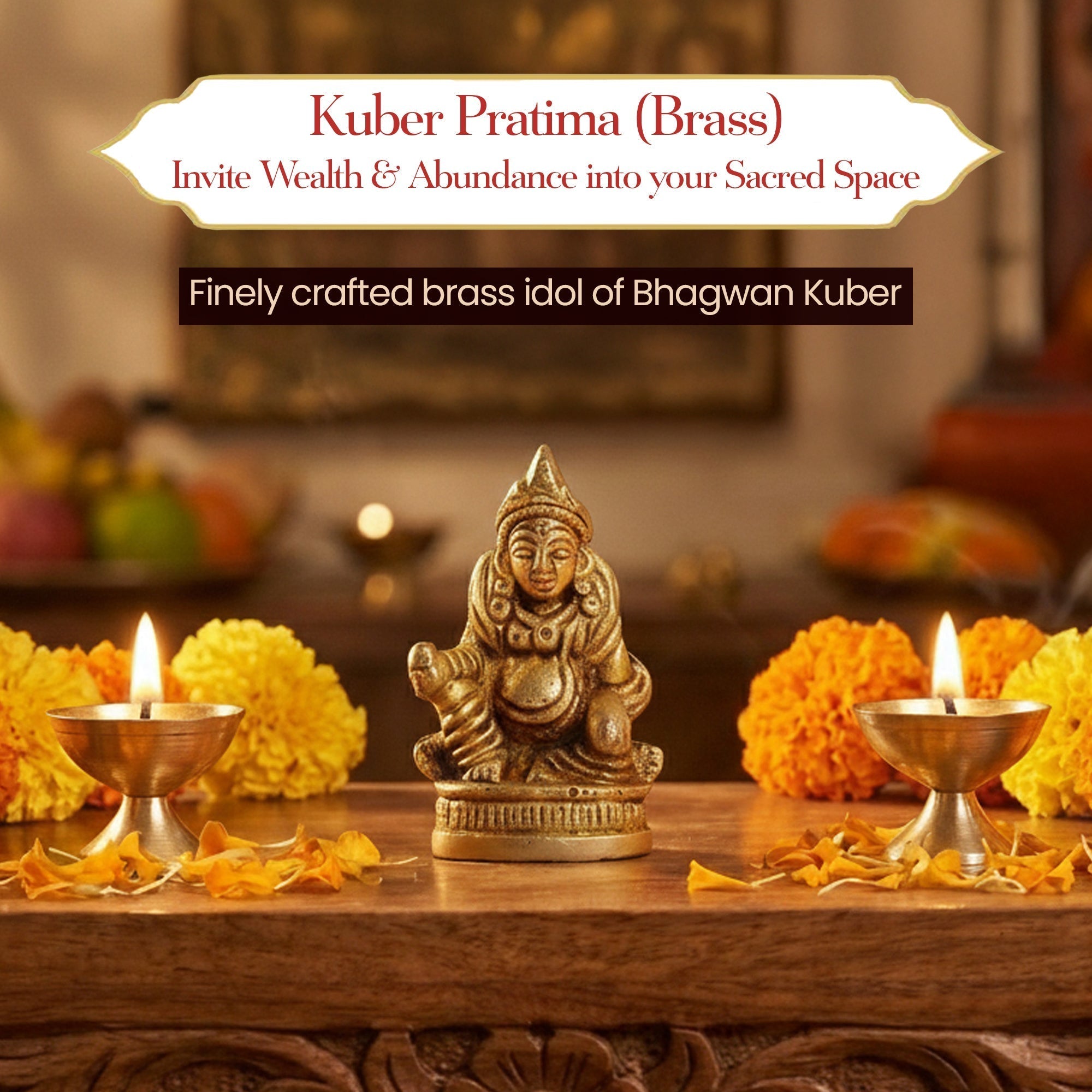 Brass Kuber Ji Idol for Daily Puja and Festive Rituals by Pujashree | Sanatana Journey