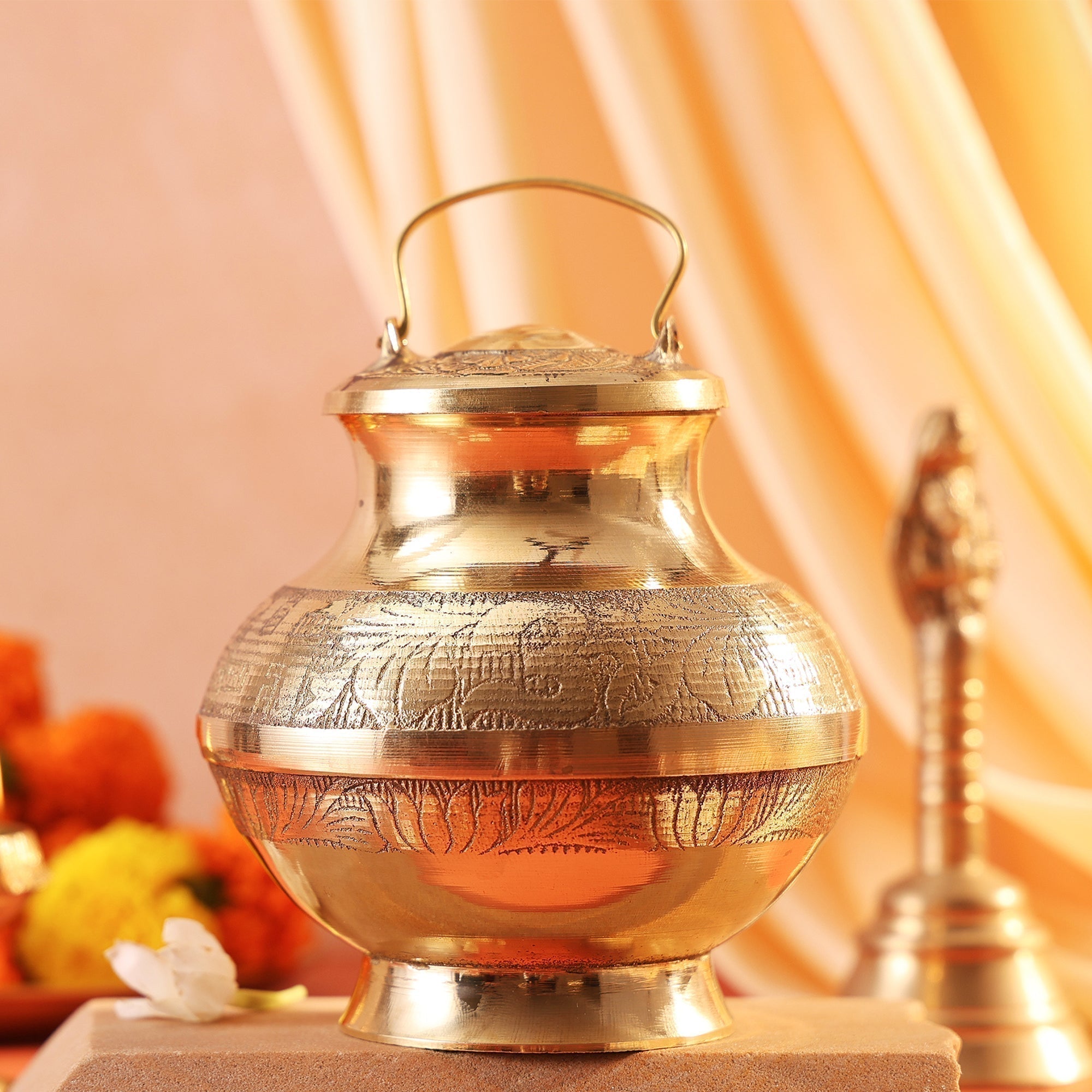 Pure Brass Gangajali Lota – Sacred Water Vessel for Worship & Rituals by Pujashree | Sanatana Journey