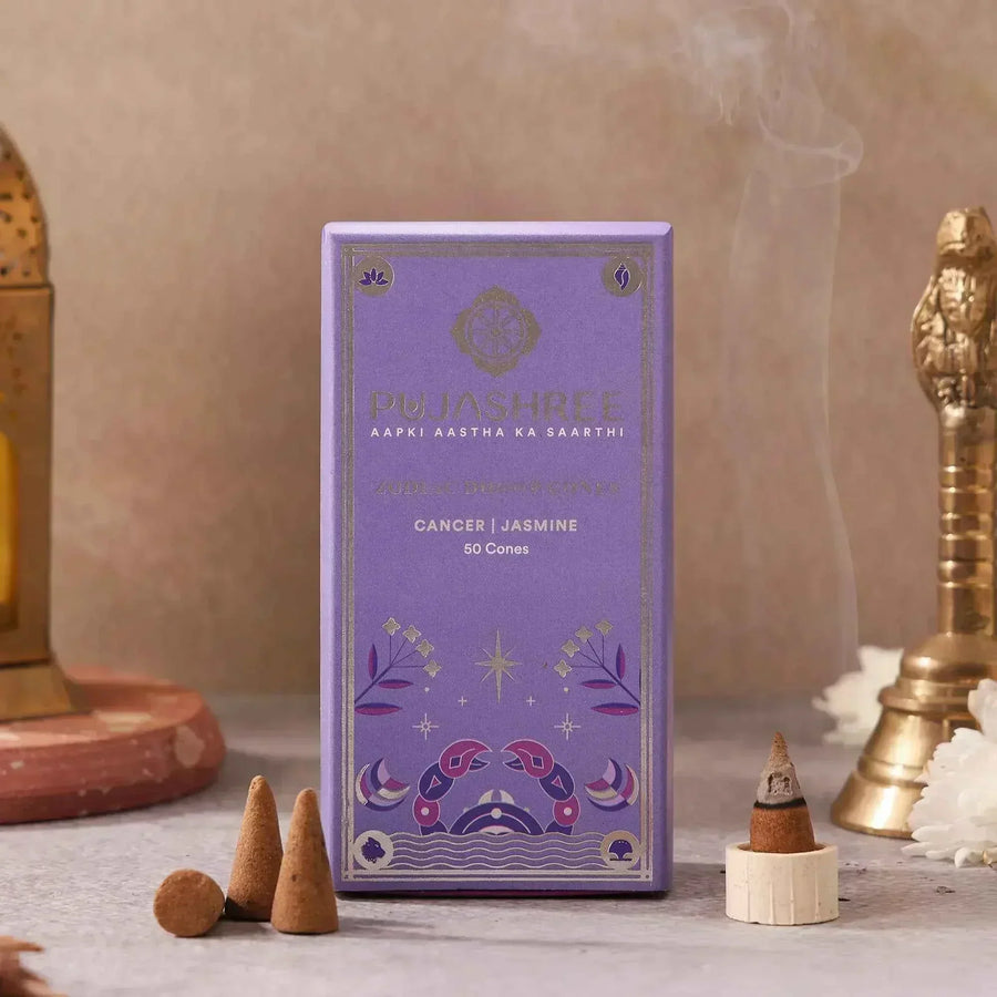 Cancer Zodiac Dhoop Cones 50 pcs – Jasmine by Pujashree | Sanatana Journey
