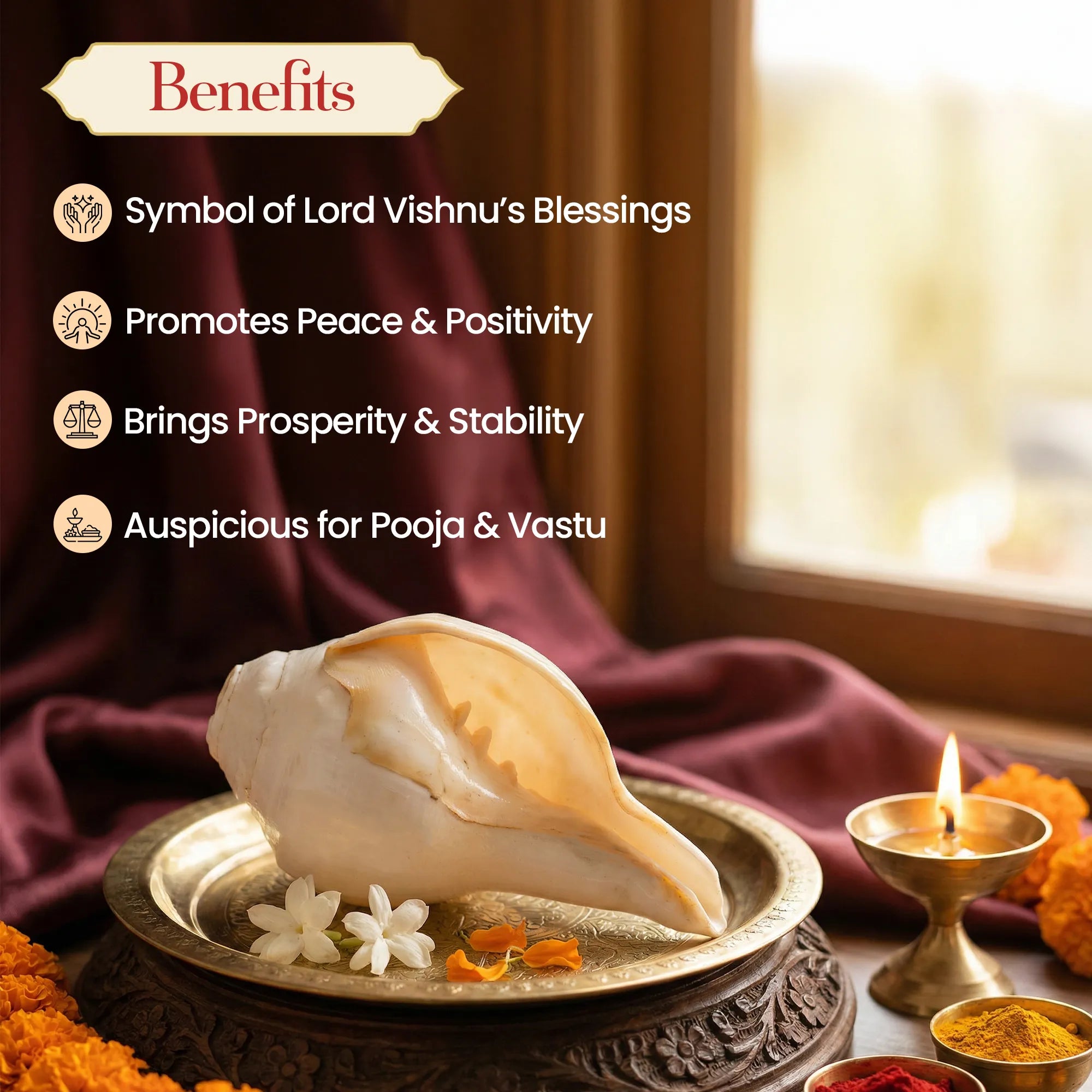 Blowing Vishnu Shankh (Medium) – The Sacred Call of Devotion