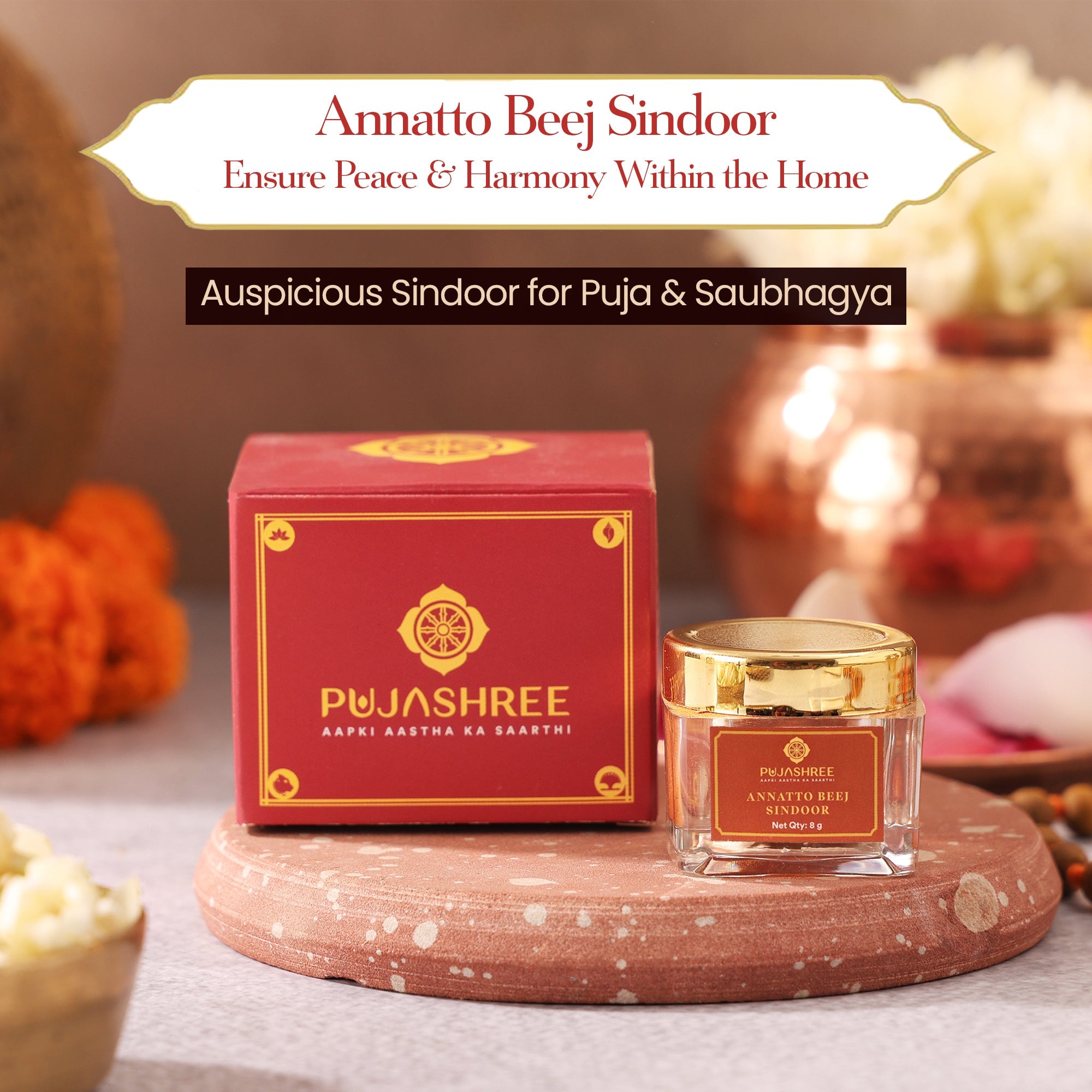 Annatto Beej Sindoor 8 gm (Pack of 2) by Pujashree | Sanatana Journey