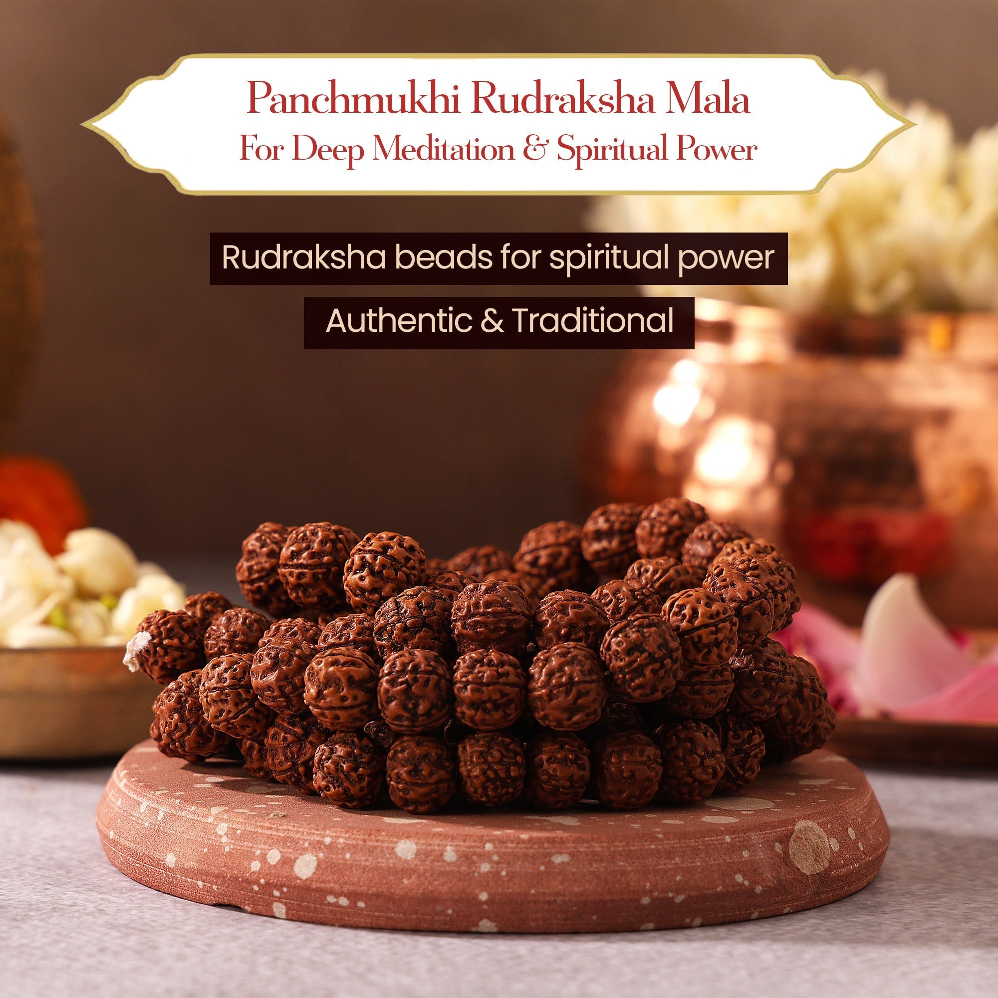 Panchmukhi Rudraksha Mala Medium (13 MM)– For Deep Meditation & Spiritual Power