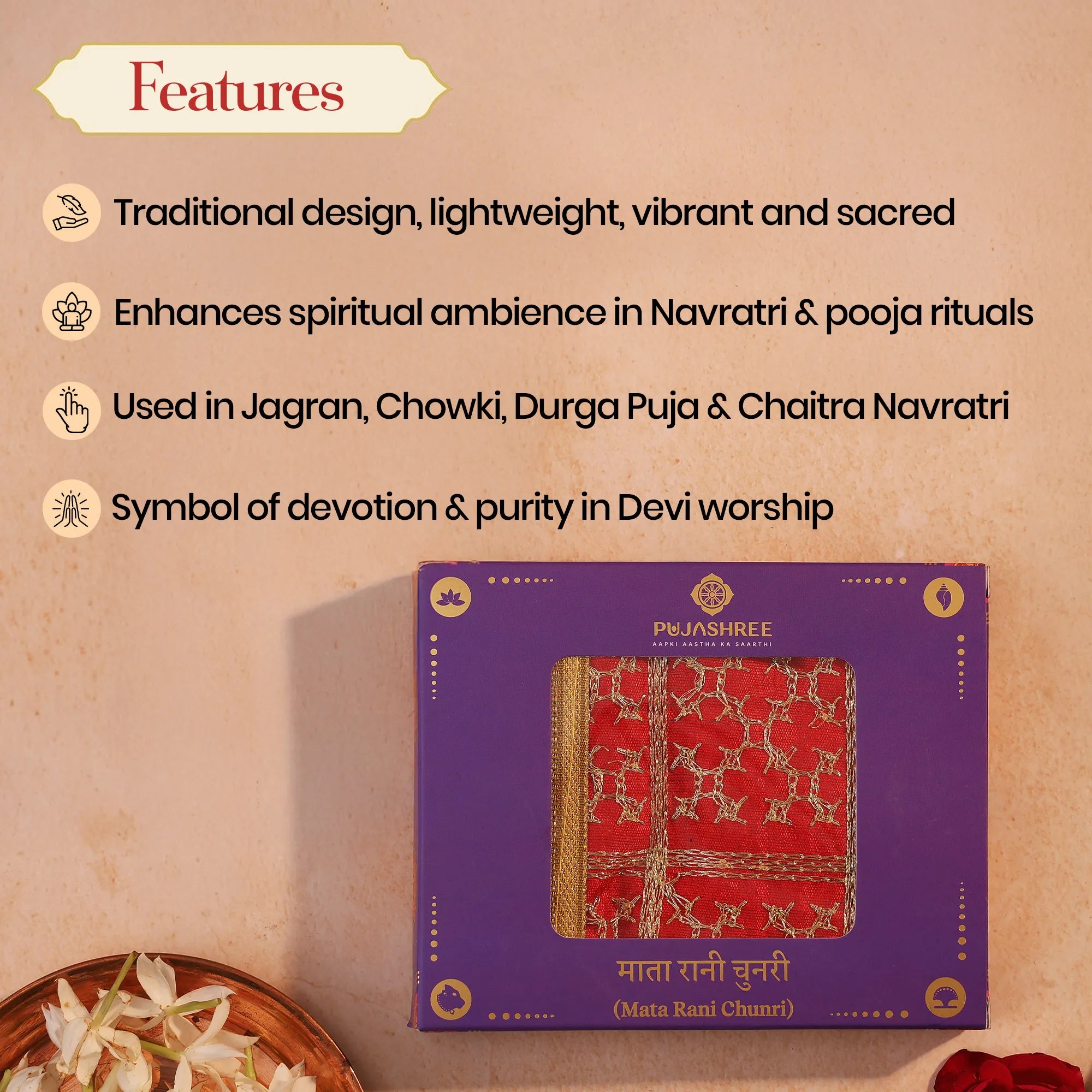 Mata Rani Chunri for Religious Rituals by Pujashree | Sanatana Journey