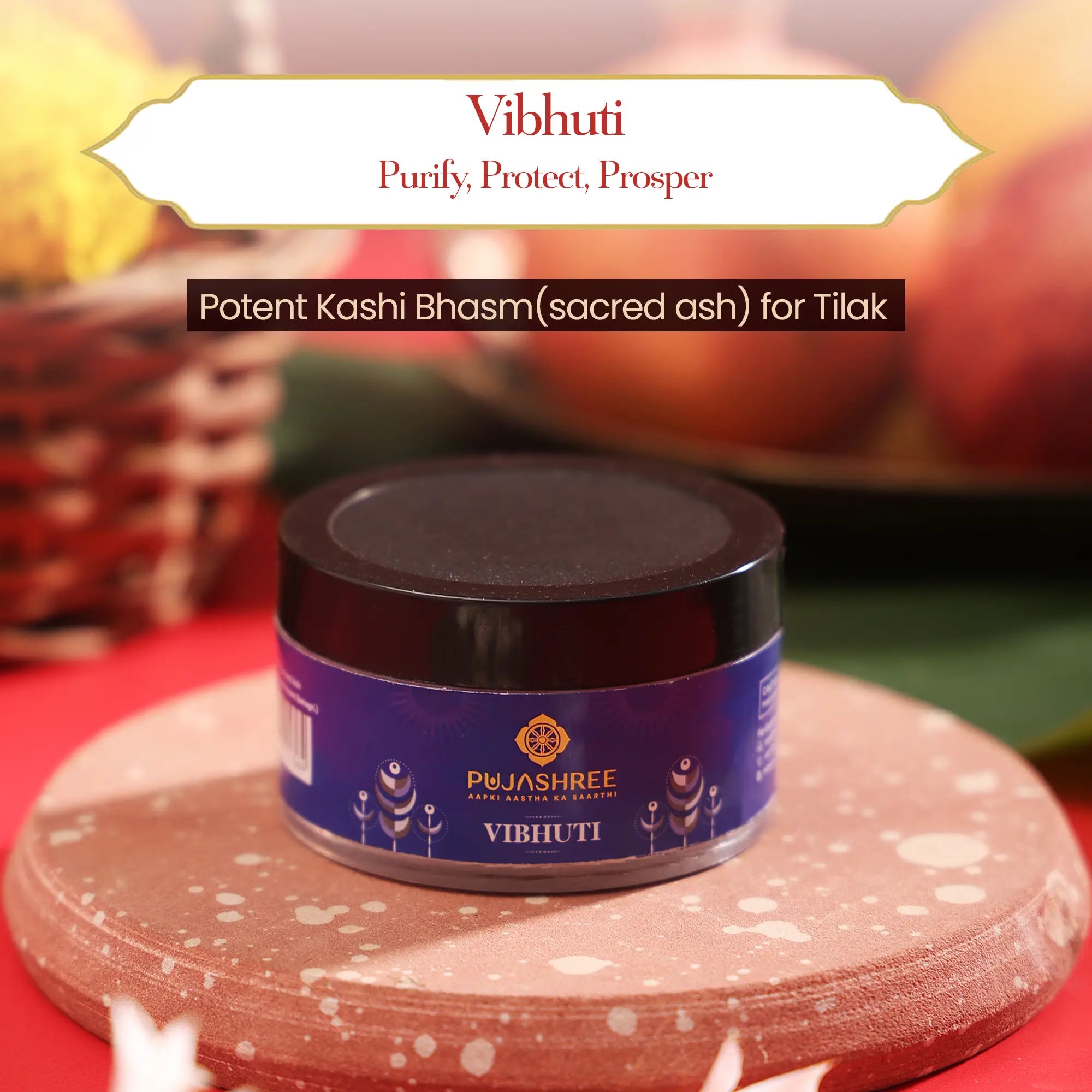 Pujashree Vibhuti 50 g (Sacred Ash/Bhasm) - for Pooja, Forehead & Spiritual Protection