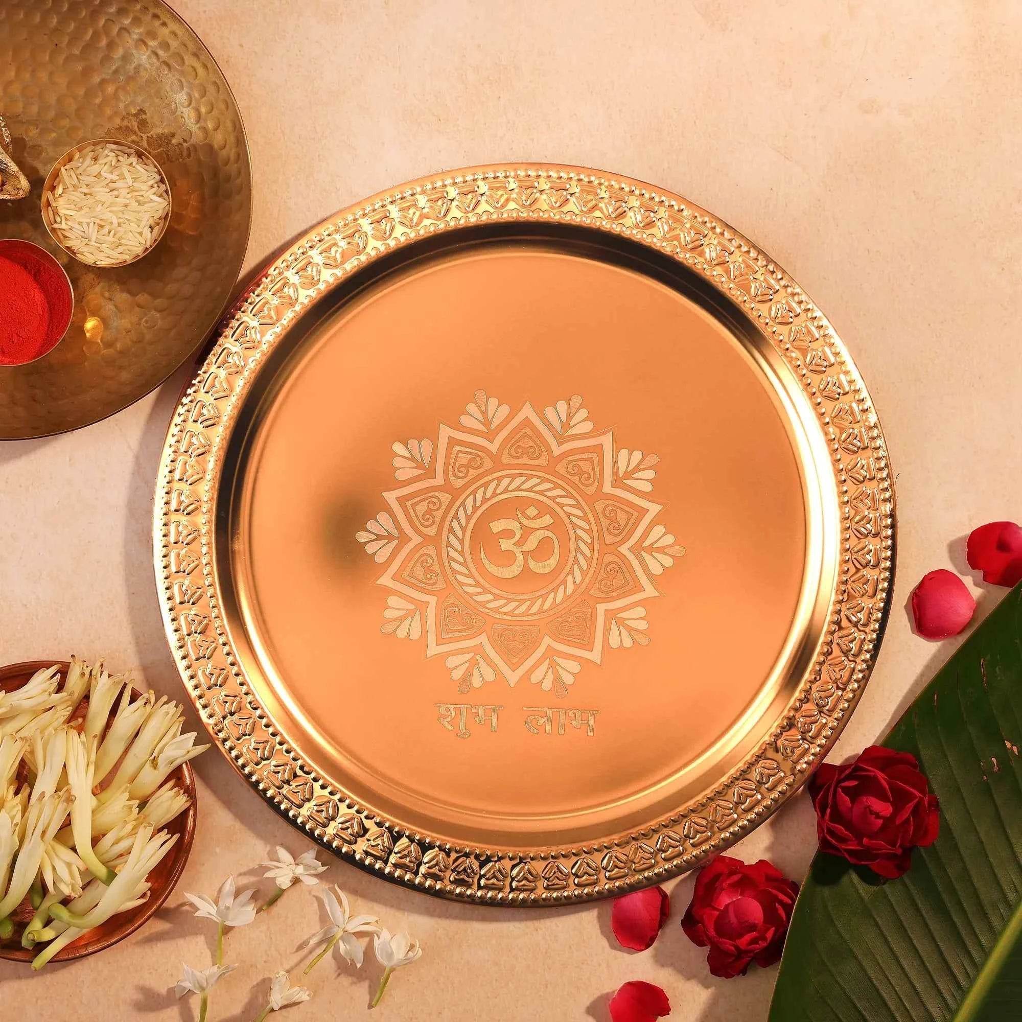 Puja Thali 12 Inches | Large Traditional Puja Plate for Home & Temple by Pujashree | Sanatana Journey