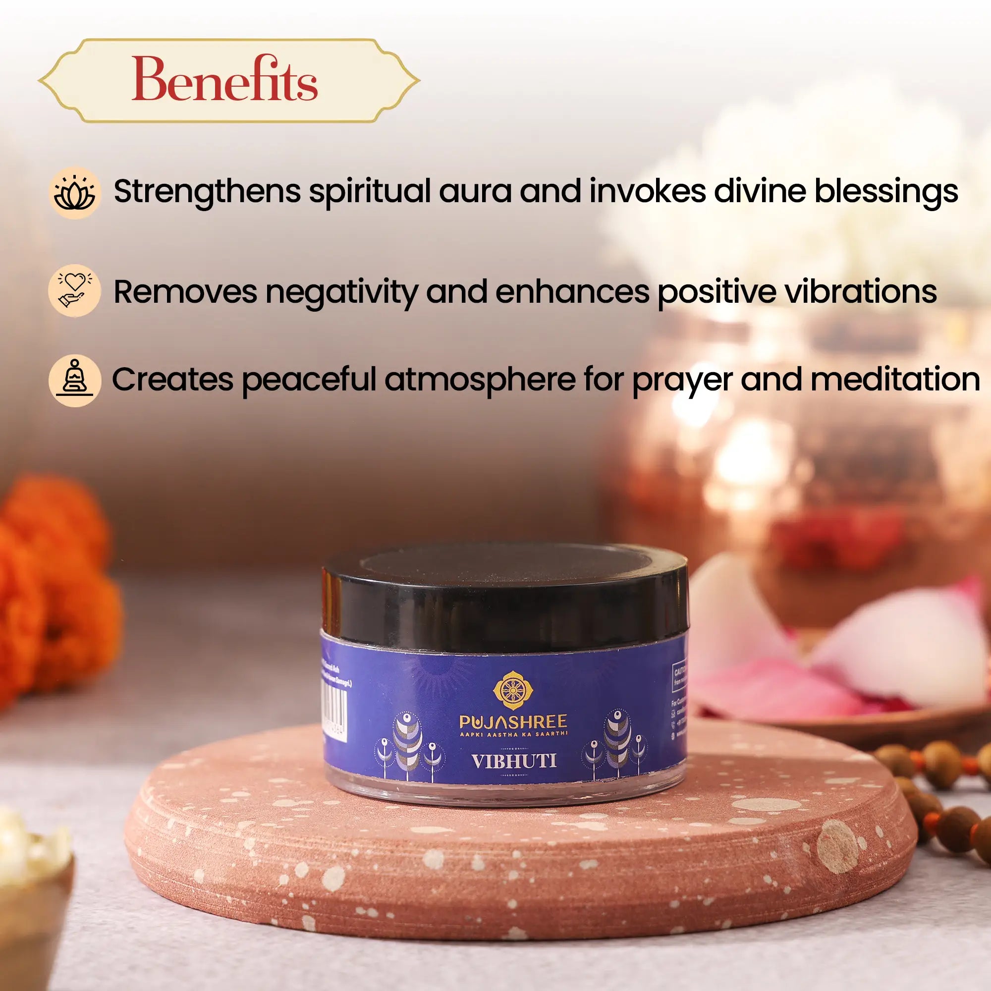 Pujashree Vibhuti 50 g (Sacred Ash/Bhasm) - for Pooja, Forehead & Spiritual Protection