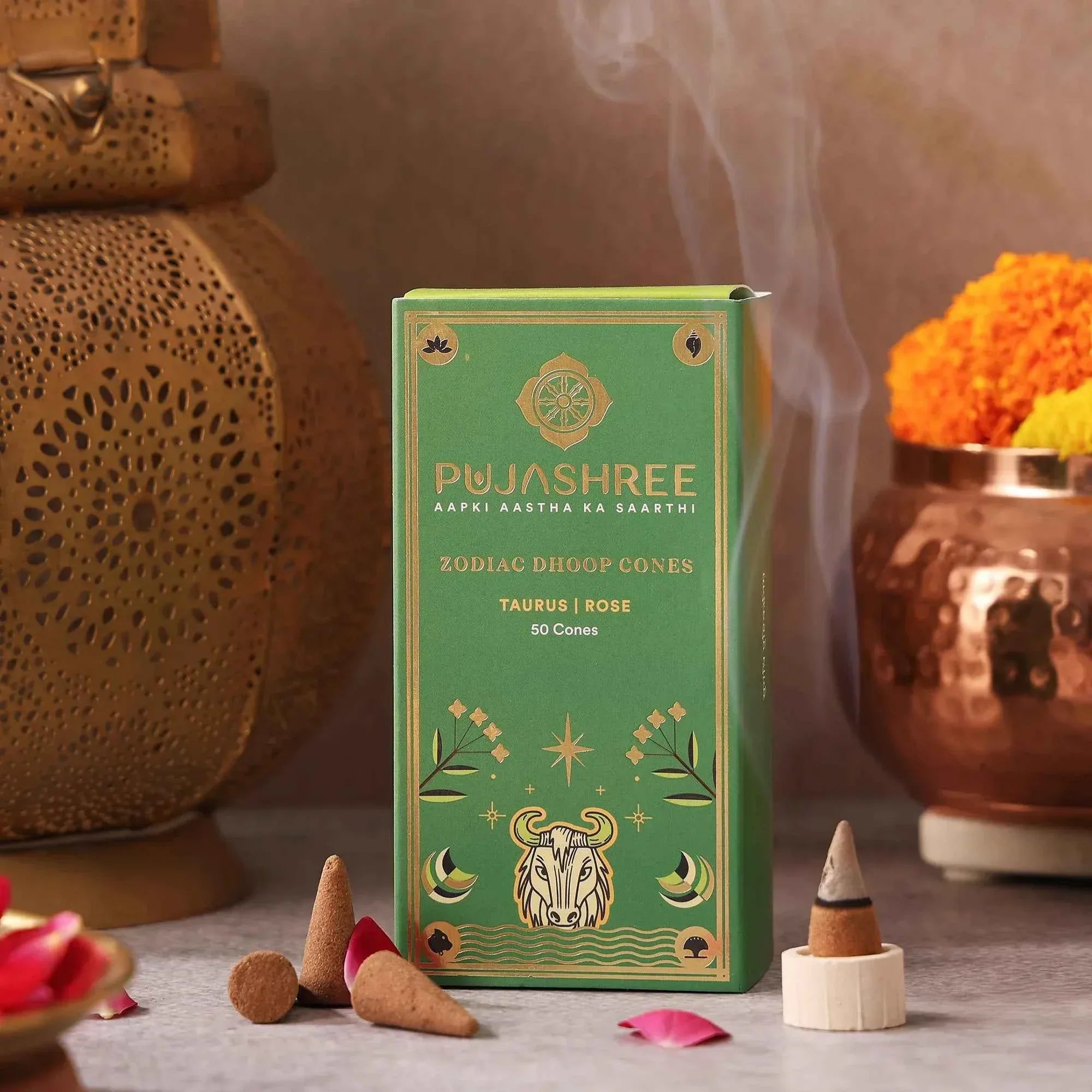 Taurus Zodiac Dhoop Cones 50 pcs - Rose