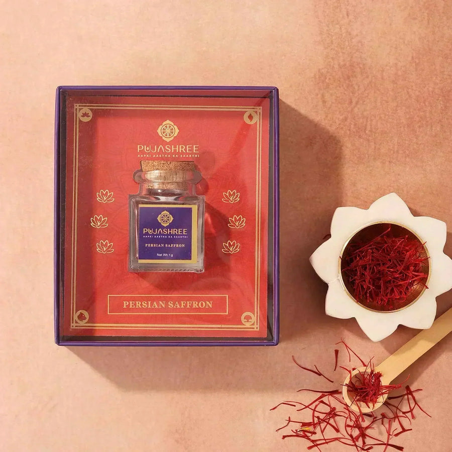 Persian Saffron (1 g) – Premium Aroma, Purity & Ayurvedic Goodness by Pujashree | Sanatana Journey