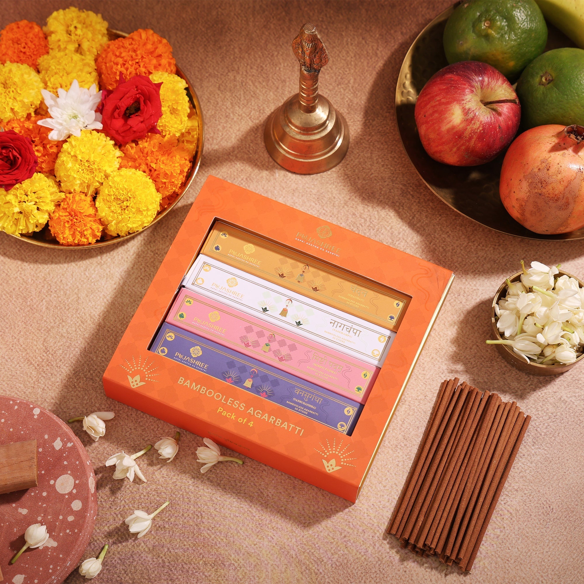 Pujashree Bambooless Agarbatti (Pack of 4) - Pure Aroma for Pooja & Peace