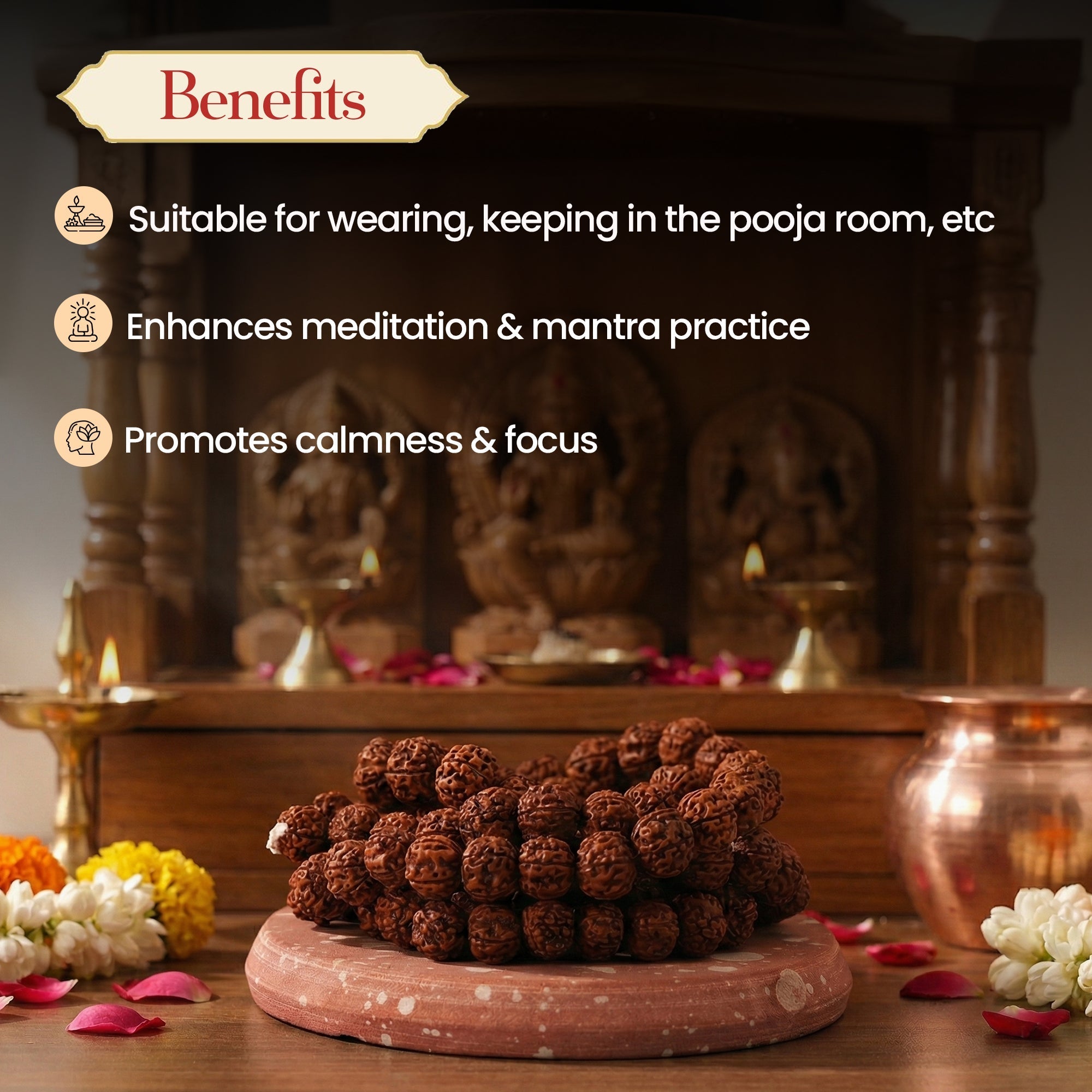 Panchmukhi Rudraksha Mala Medium (13 MM)– For Deep Meditation & Spiritual Power