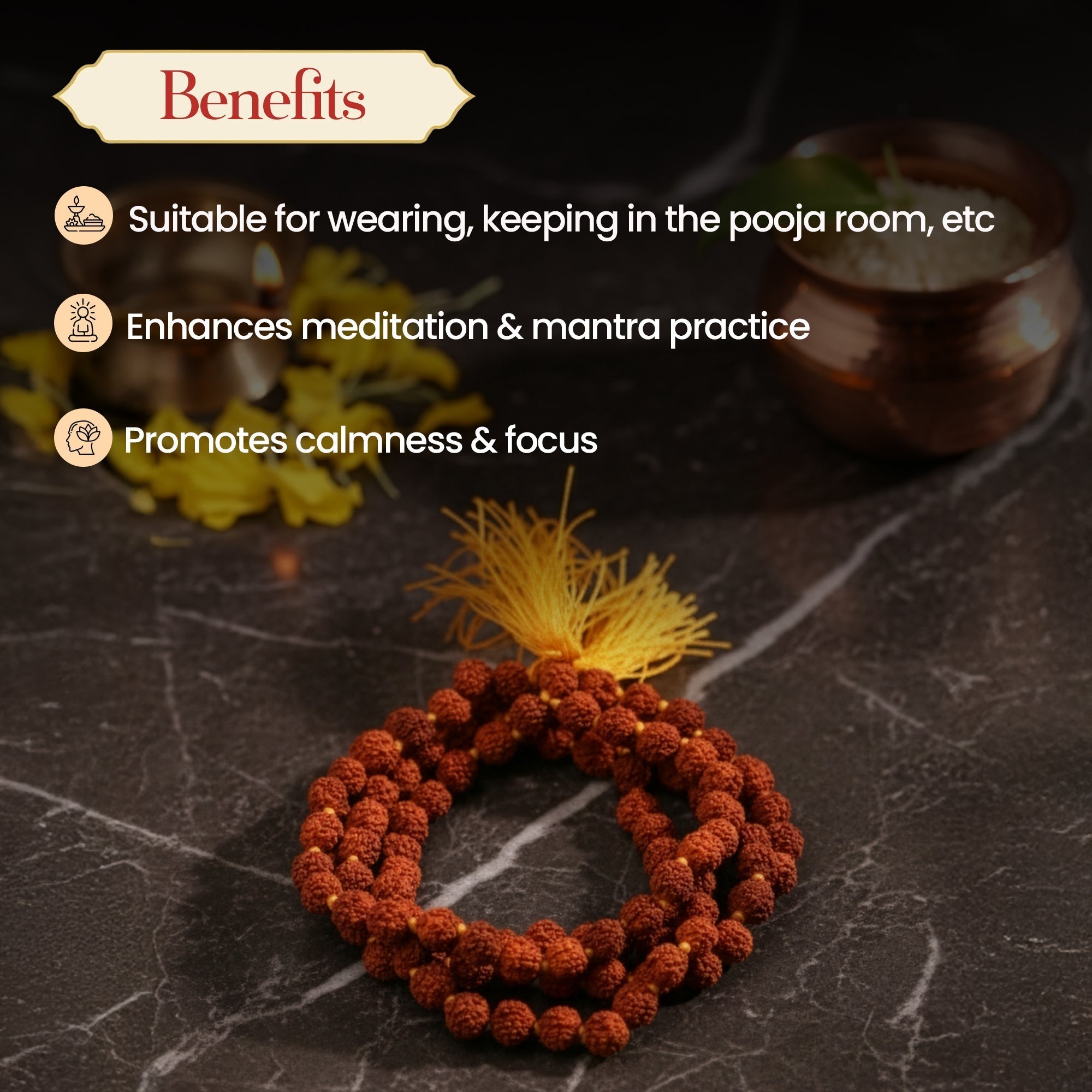 Panchmukhi Rudraksha Mala (4MM)– For Deep Meditation & Spiritual Power