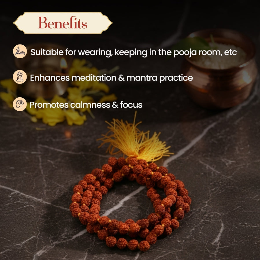 Panchmukhi Rudraksha Mala (4MM) – For Deep Meditation & Spiritual Power by Pujashree | Sanatana Journey