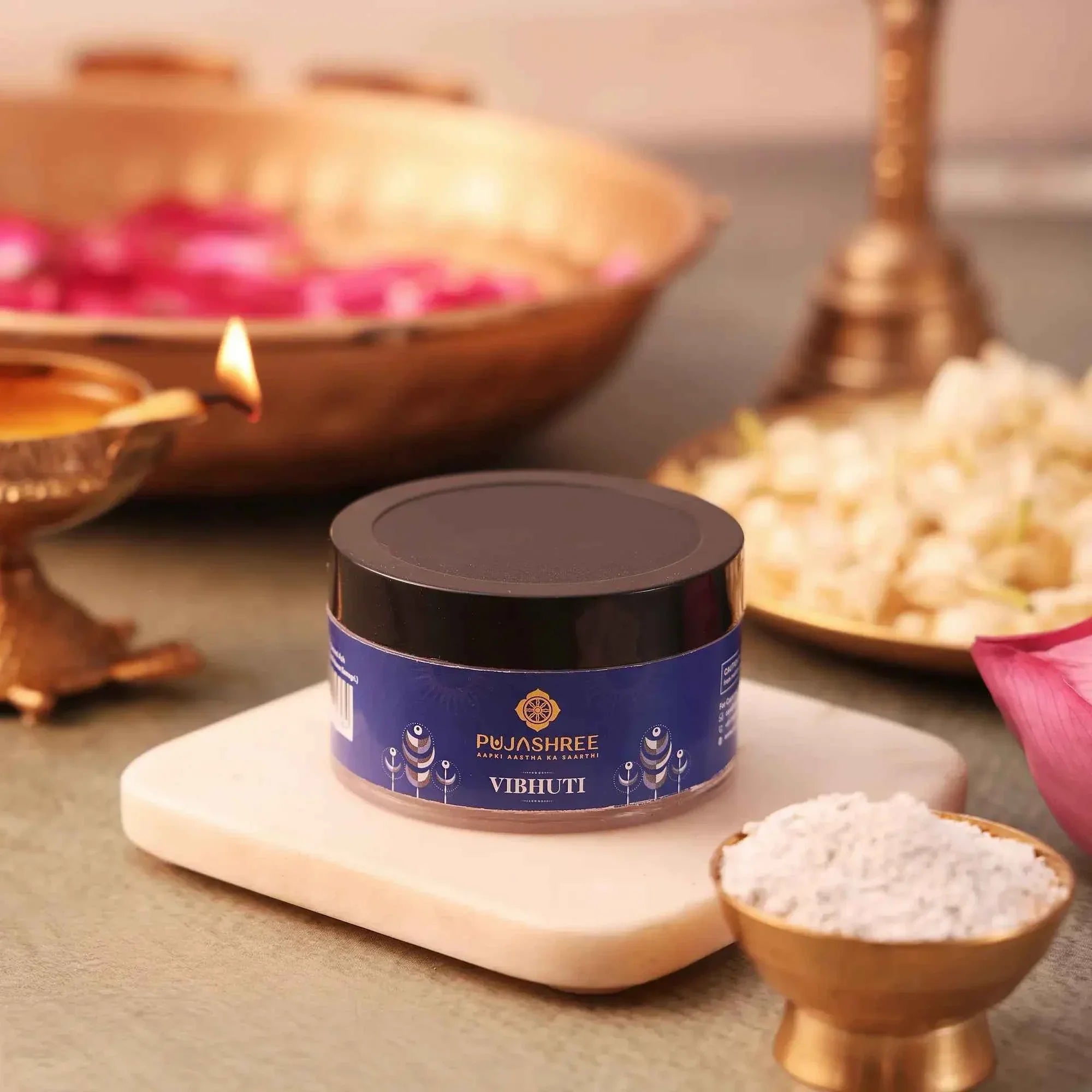 Pujashree Vibhuti 50 g (Sacred Ash/Bhasm) - for Pooja, Forehead & Spiritual Protection