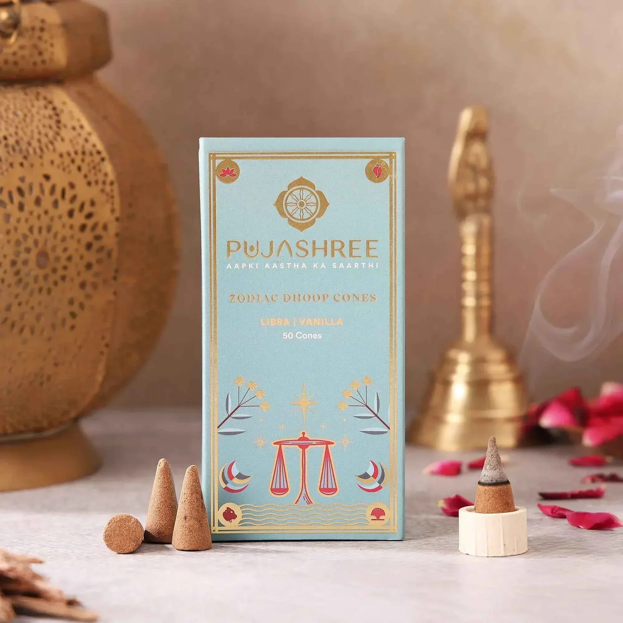 Libra Zodiac Dhoop Cones 50 pcs – Vanilla by Pujashree | Sanatana Journey