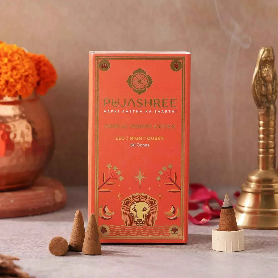 Leo Zodiac Dhoop Cones 50 pcs – Night Queen by Pujashree | Sanatana Journey