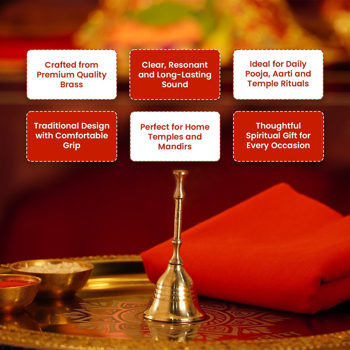 Pujashree Brass Pooja Ghanti for Daily Pooja & Aarti