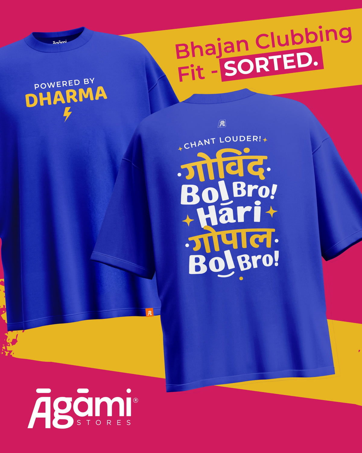 Govind Bol Bro Devotional T-Shirt - Electric Blue