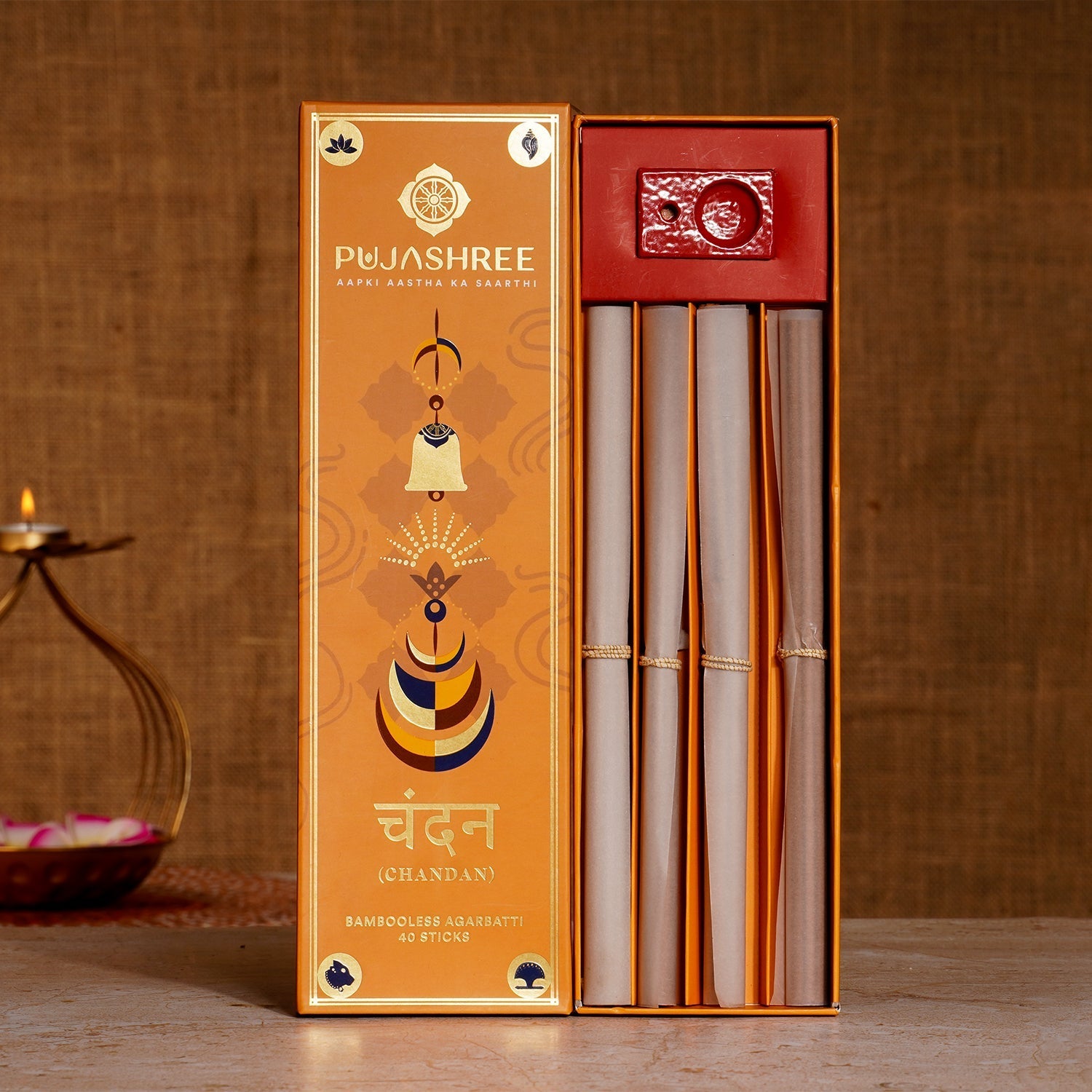Chandan Bambooless Agarbatti - Sacred Sandalwood Aroma for Divine Connection & Inner Peace
