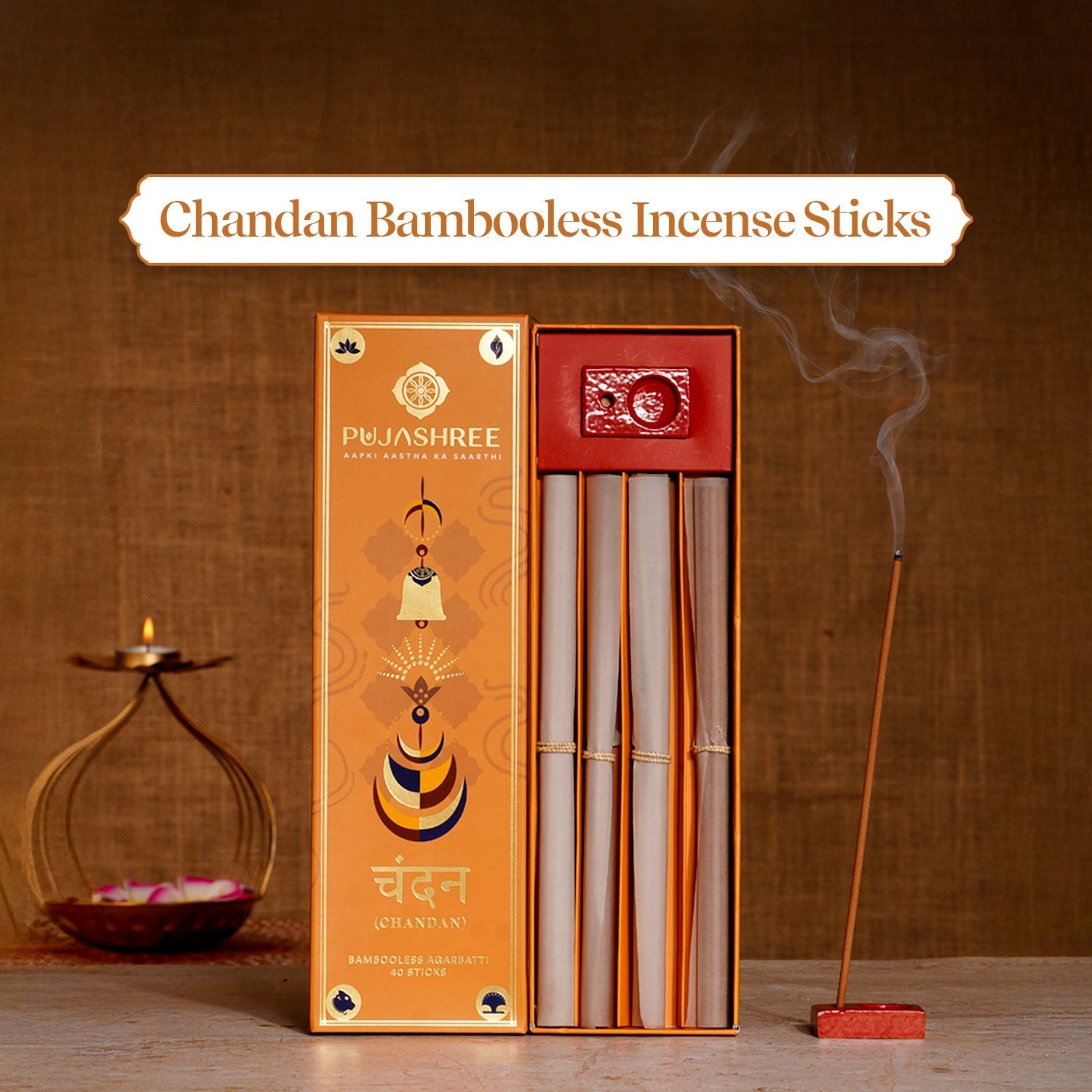 Chandan Bambooless Agarbatti - Sacred Sandalwood Aroma for Divine Connection & Inner Peace