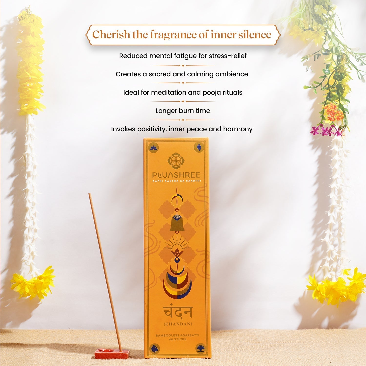 Chandan Bambooless Agarbatti - Sacred Sandalwood Aroma for Divine Connection & Inner Peace