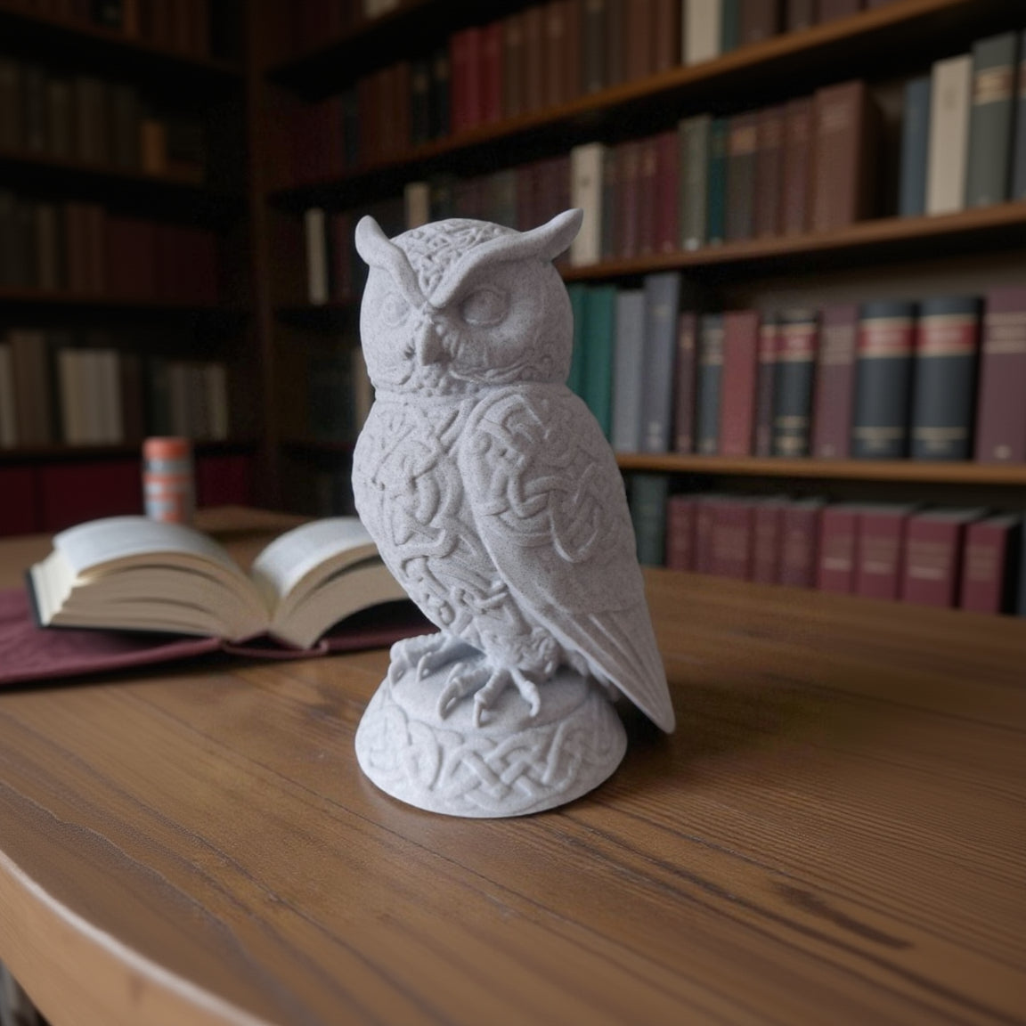 3D-printed Lakshmi owl decor figurine display view
