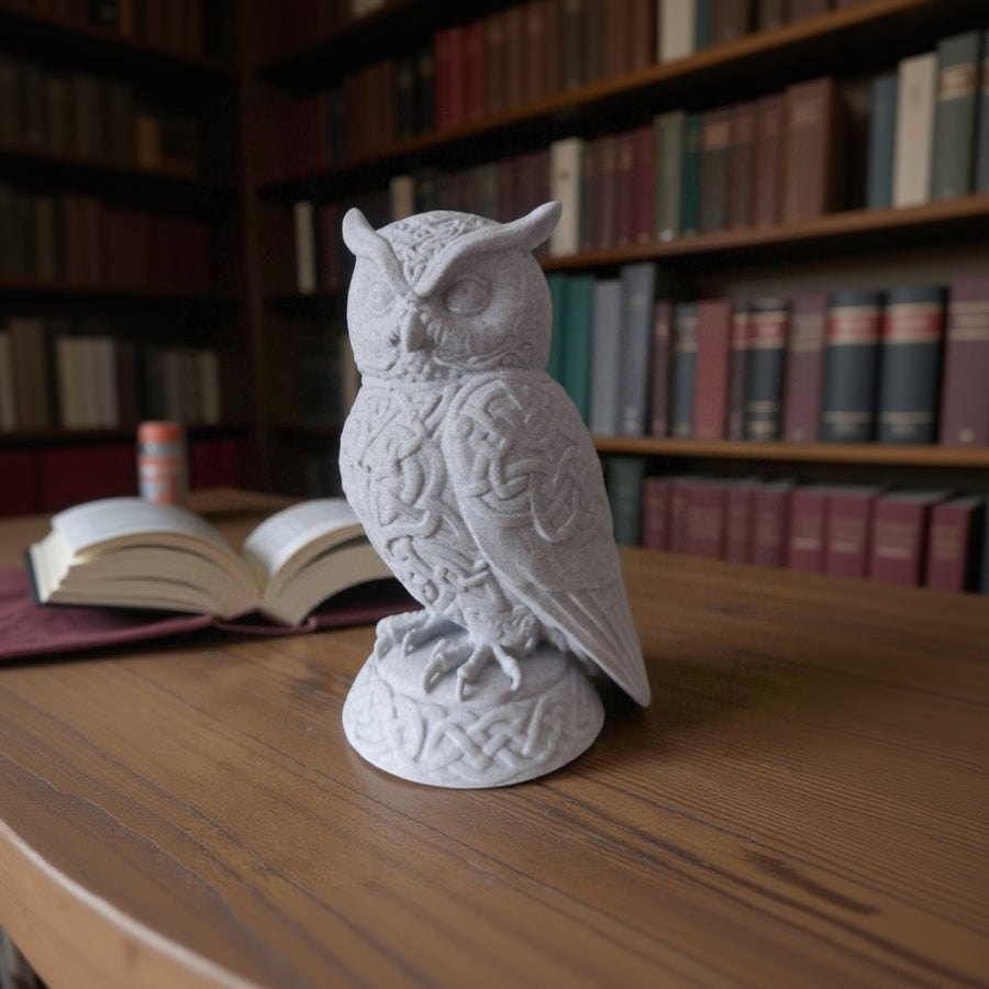 3D-printed Lakshmi owl decor figurine display view