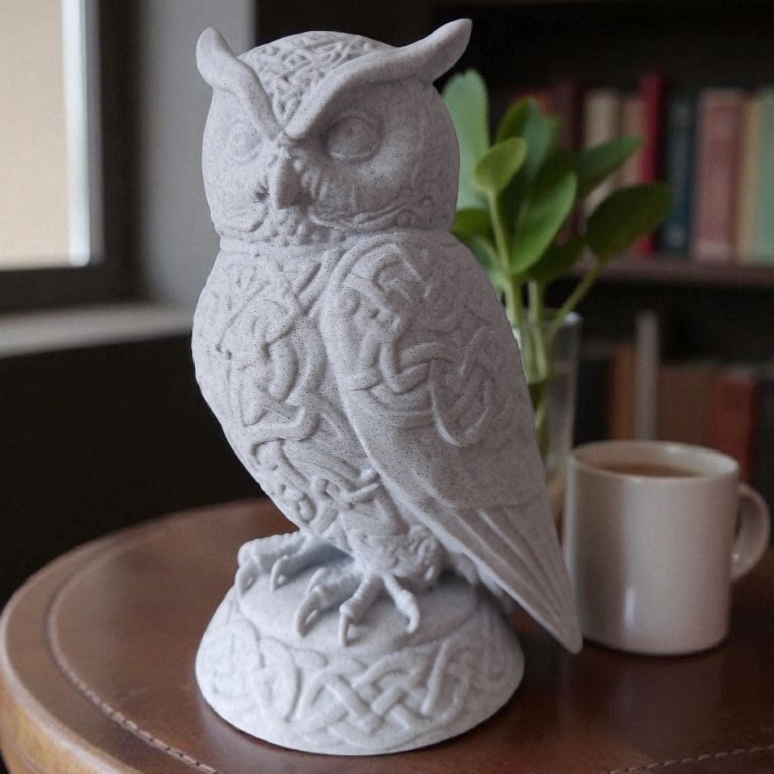 Modern owl sculpture inspired by Goddess Lakshmi's vahan