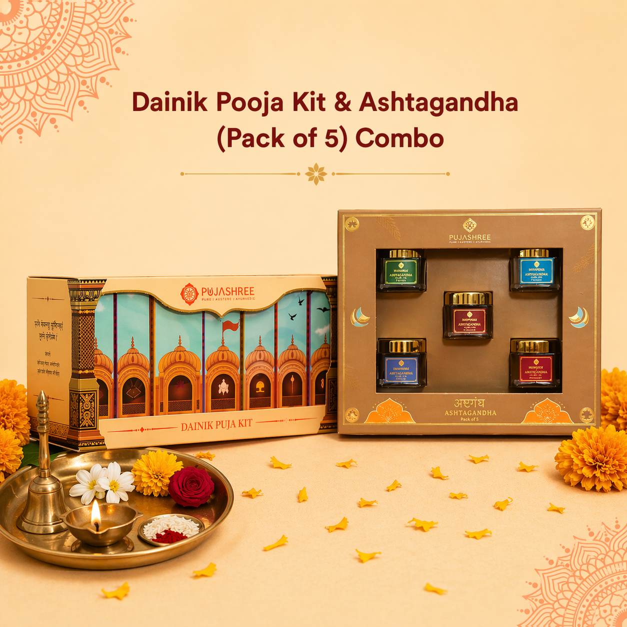 Daily Upasana Combo – Weekly Puja Kit with Ashtagandha (Pack of 5) by Pujashree | Sanatana Journey